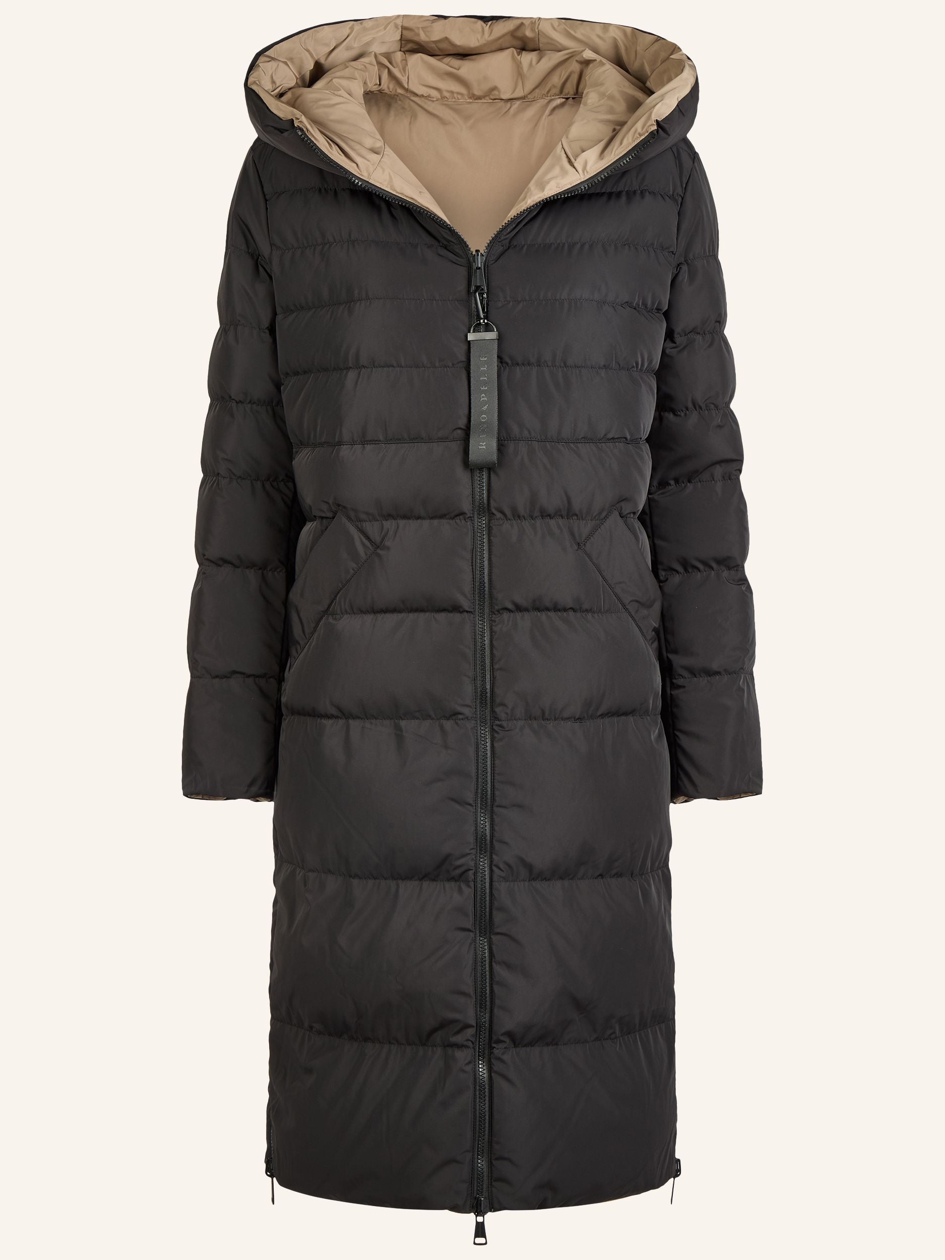 Reversible quilted coat with hood