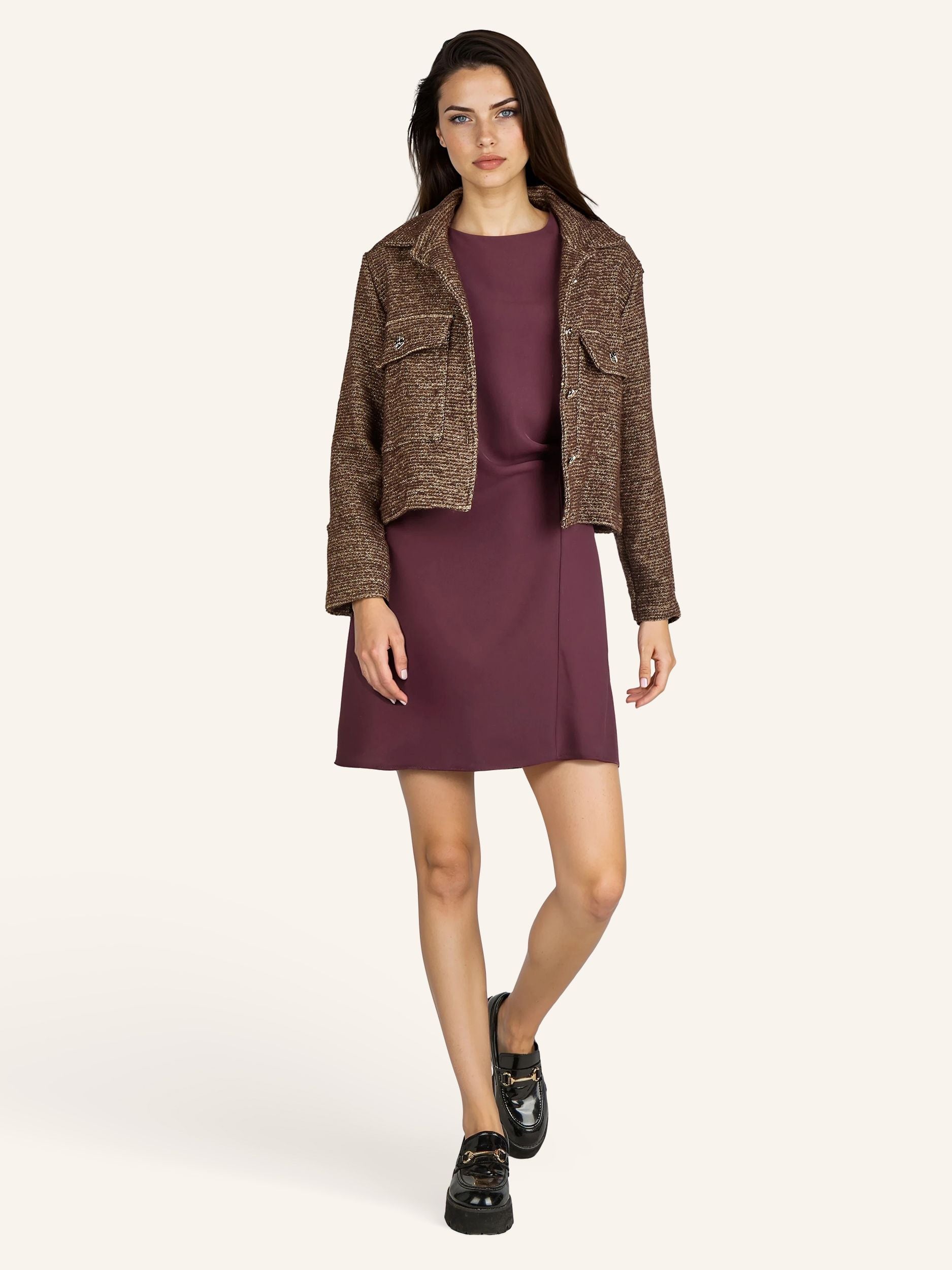 Bouclé-Jacke mit Glitzergarn