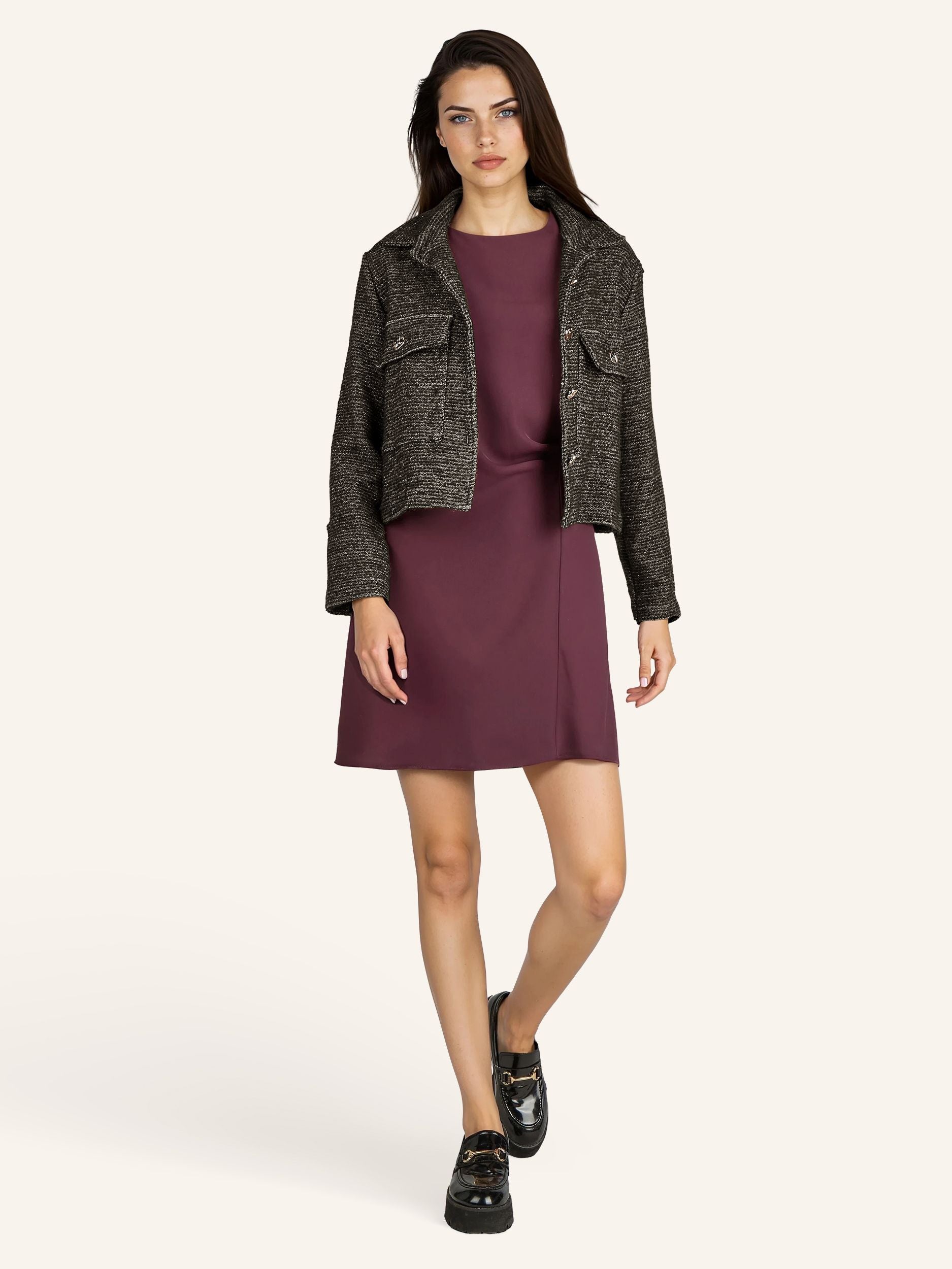 Bouclé-Jacke mit Glitzergarn