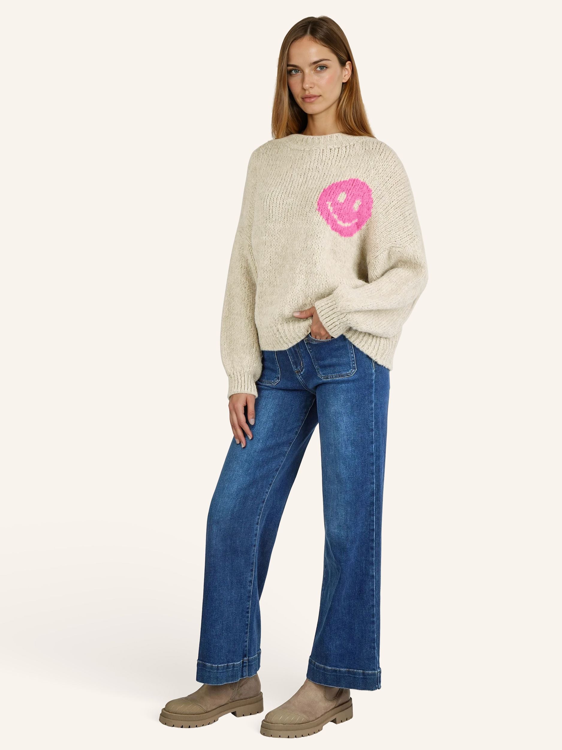 Statement-Strickpullover „Look Back“