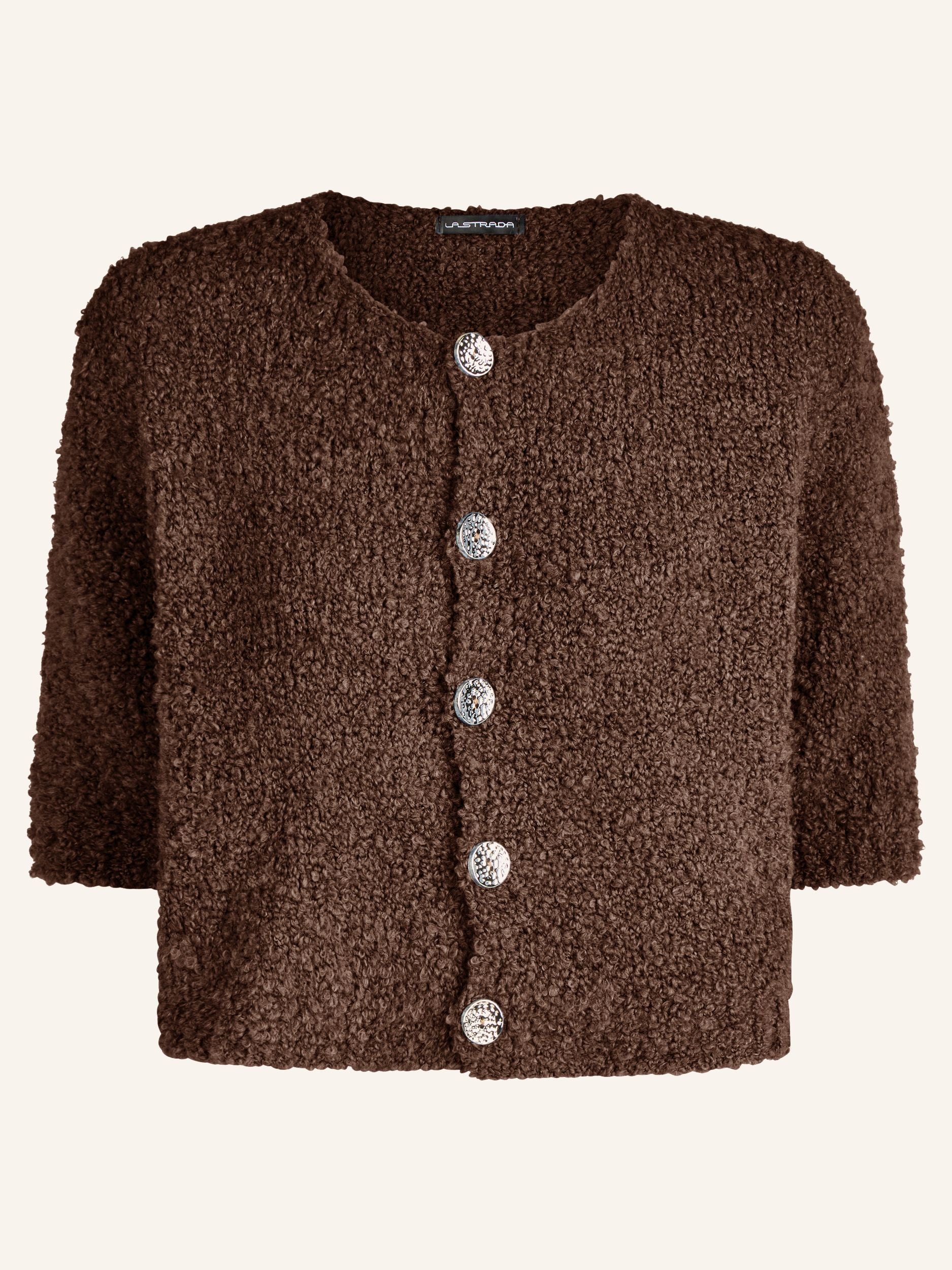 Cardigan bouclé, manches courtes