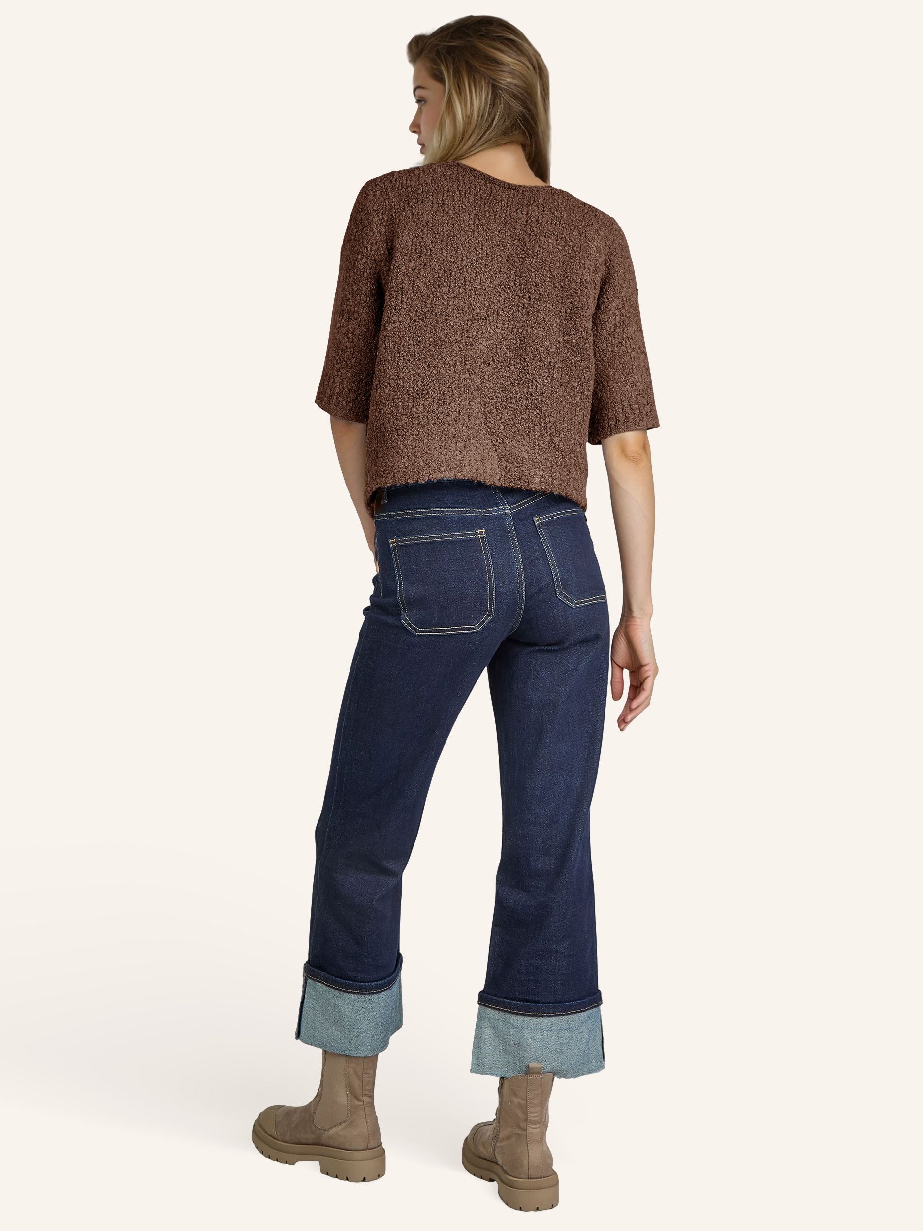 Cardigan bouclé, manches courtes