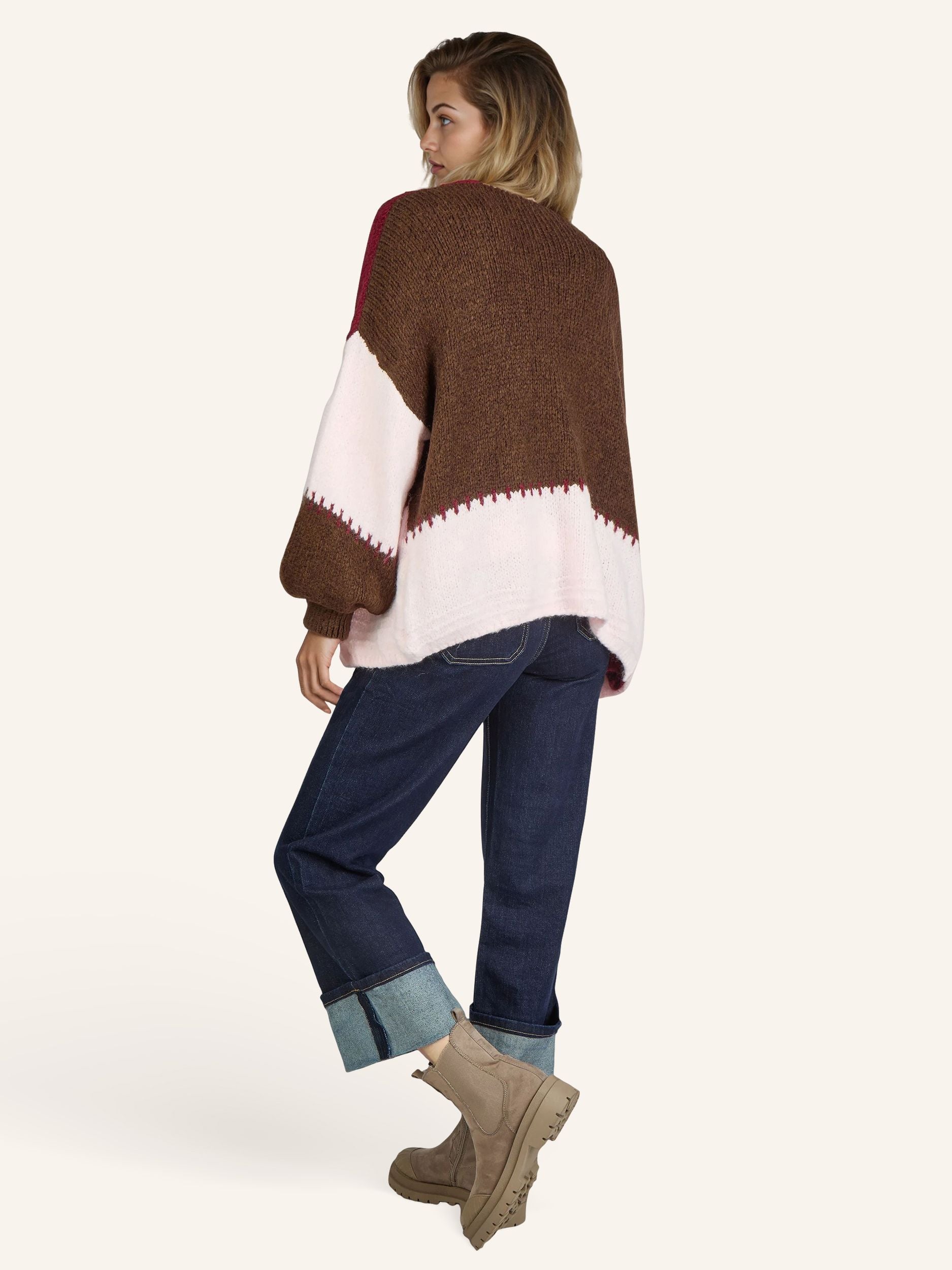 Strickjacke im Colorblock-Design