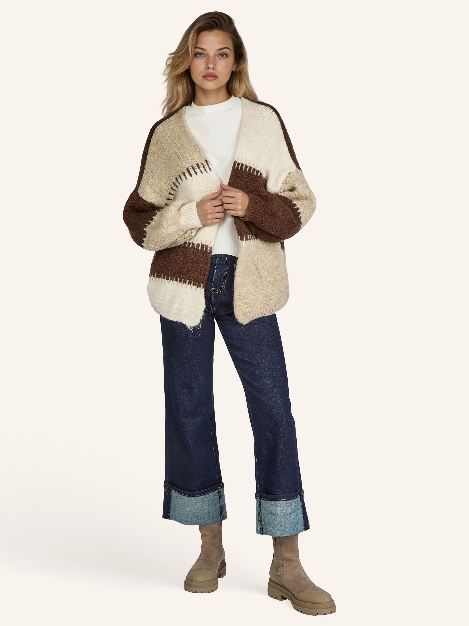 Strickjacke im Colorblock-Design