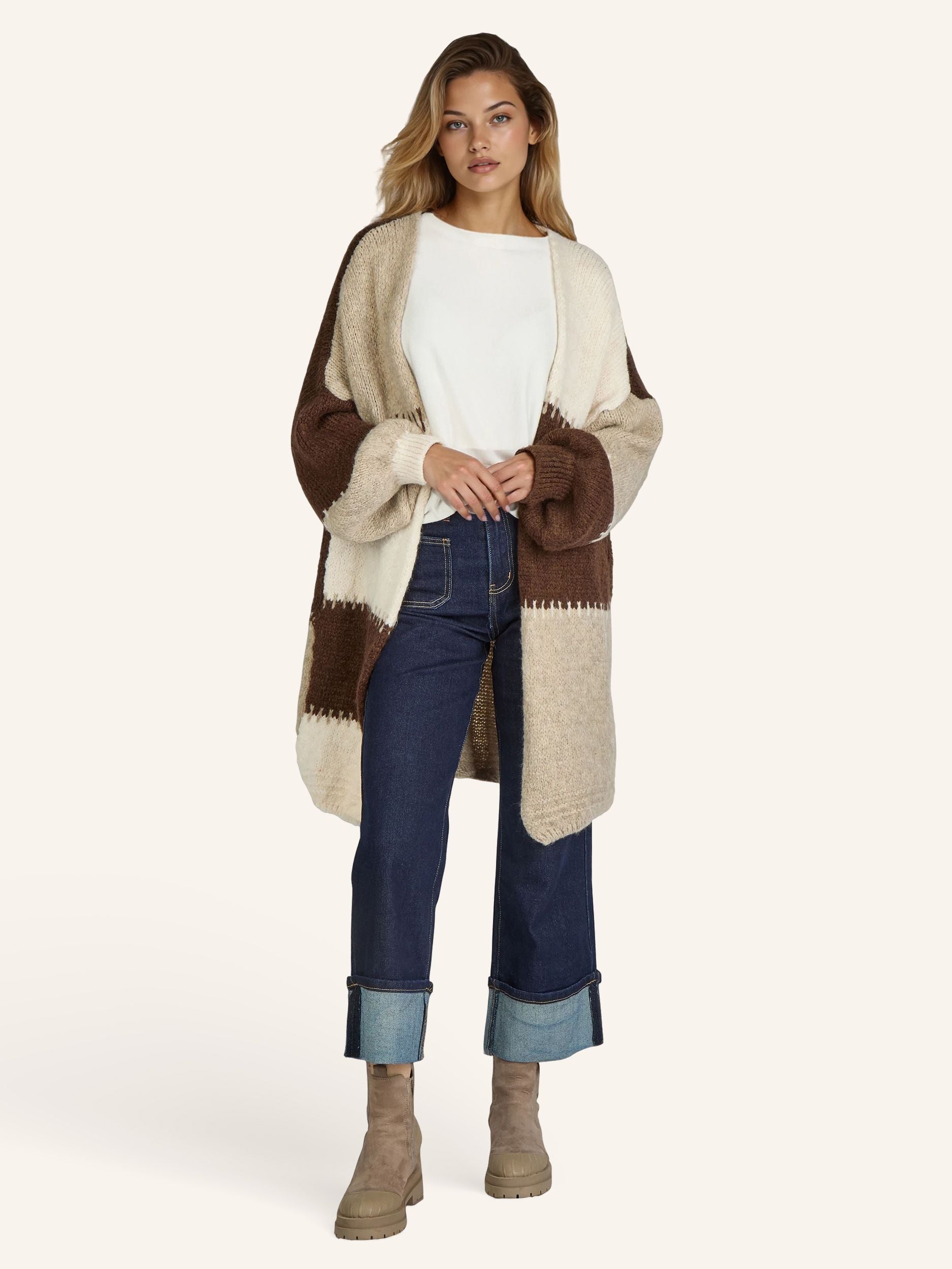 Colorblock Strickjacke