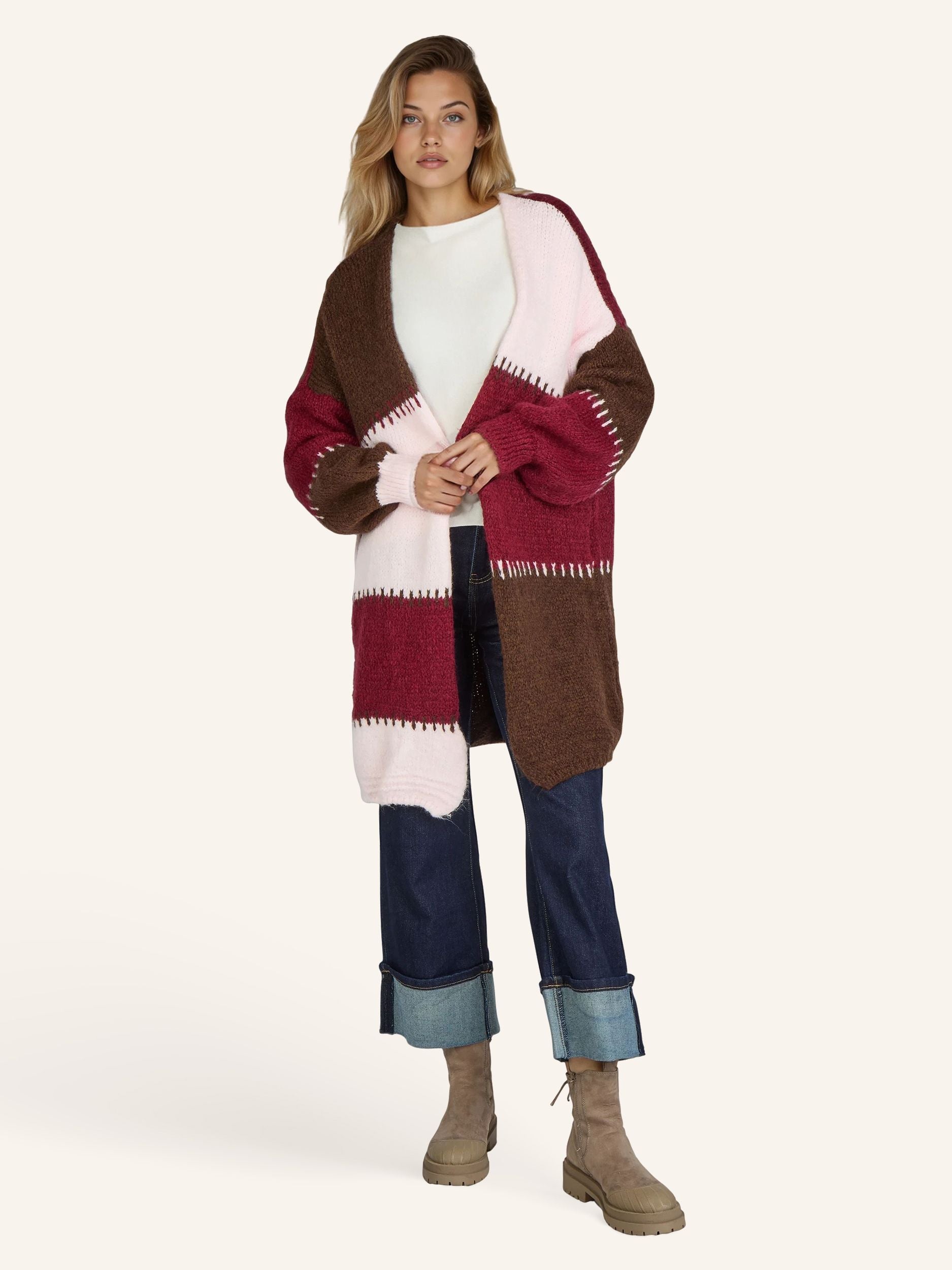 Colorblock Strickjacke