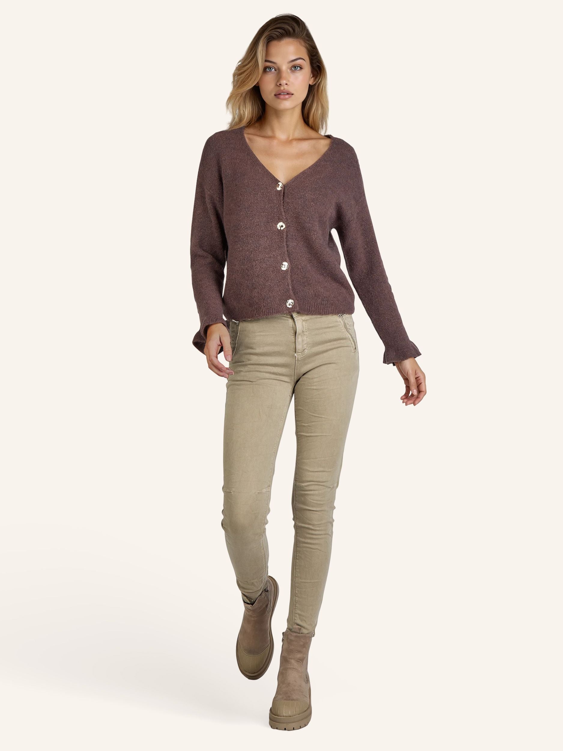 tricot-Cardigan avec boutons brillants