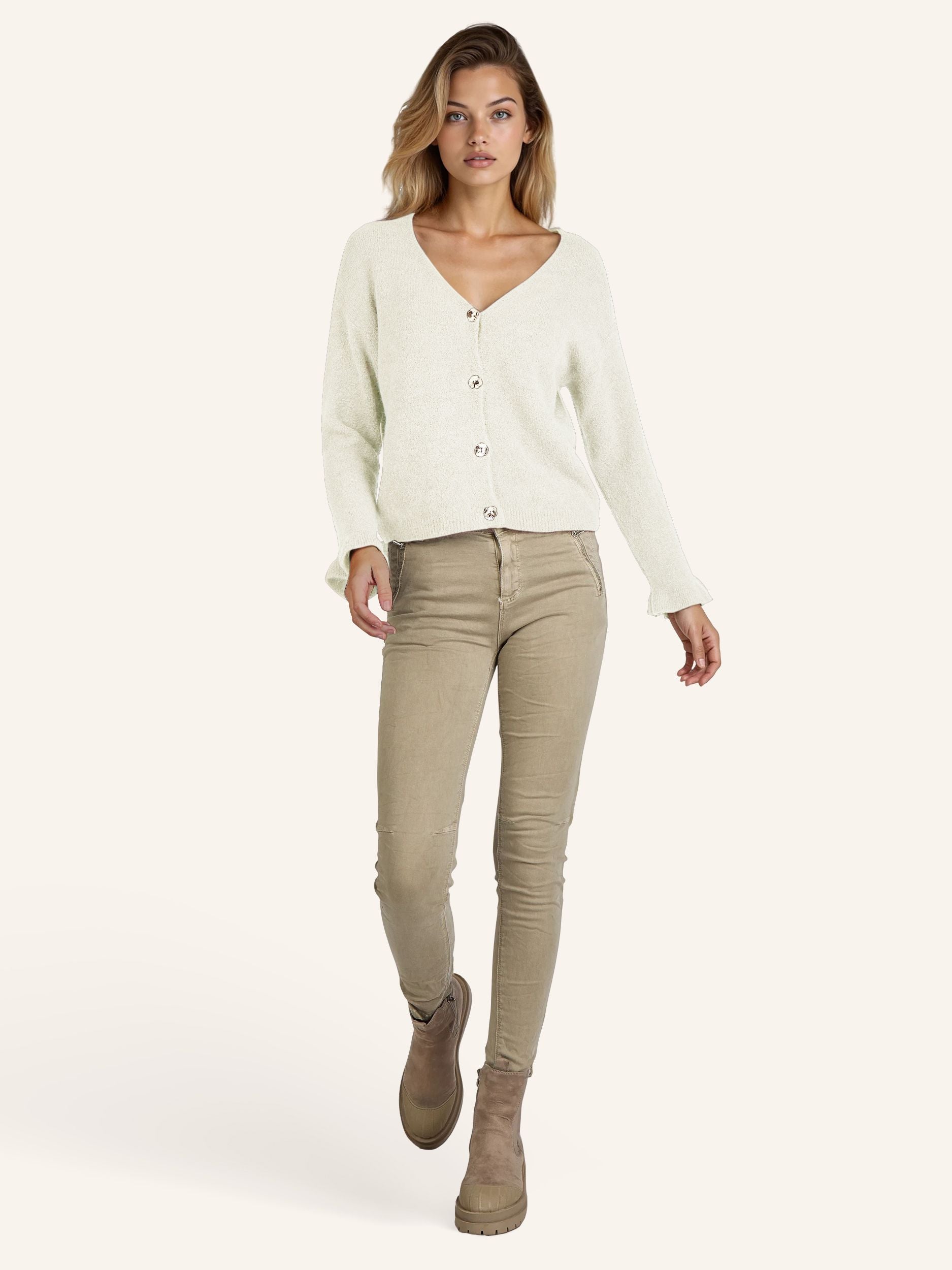 tricot-Cardigan avec boutons brillants