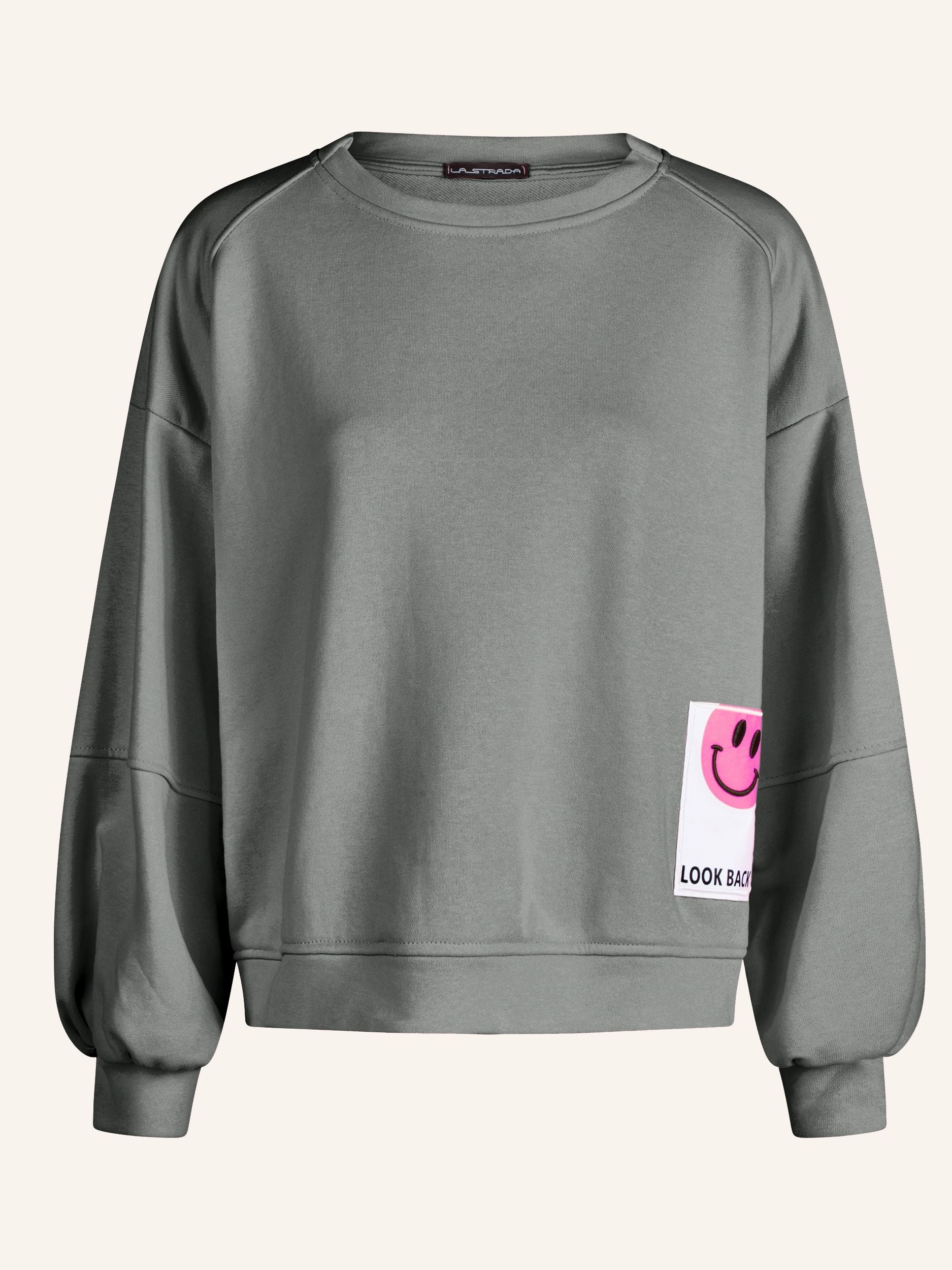 Sweatshirt mit Smiley Applikation
