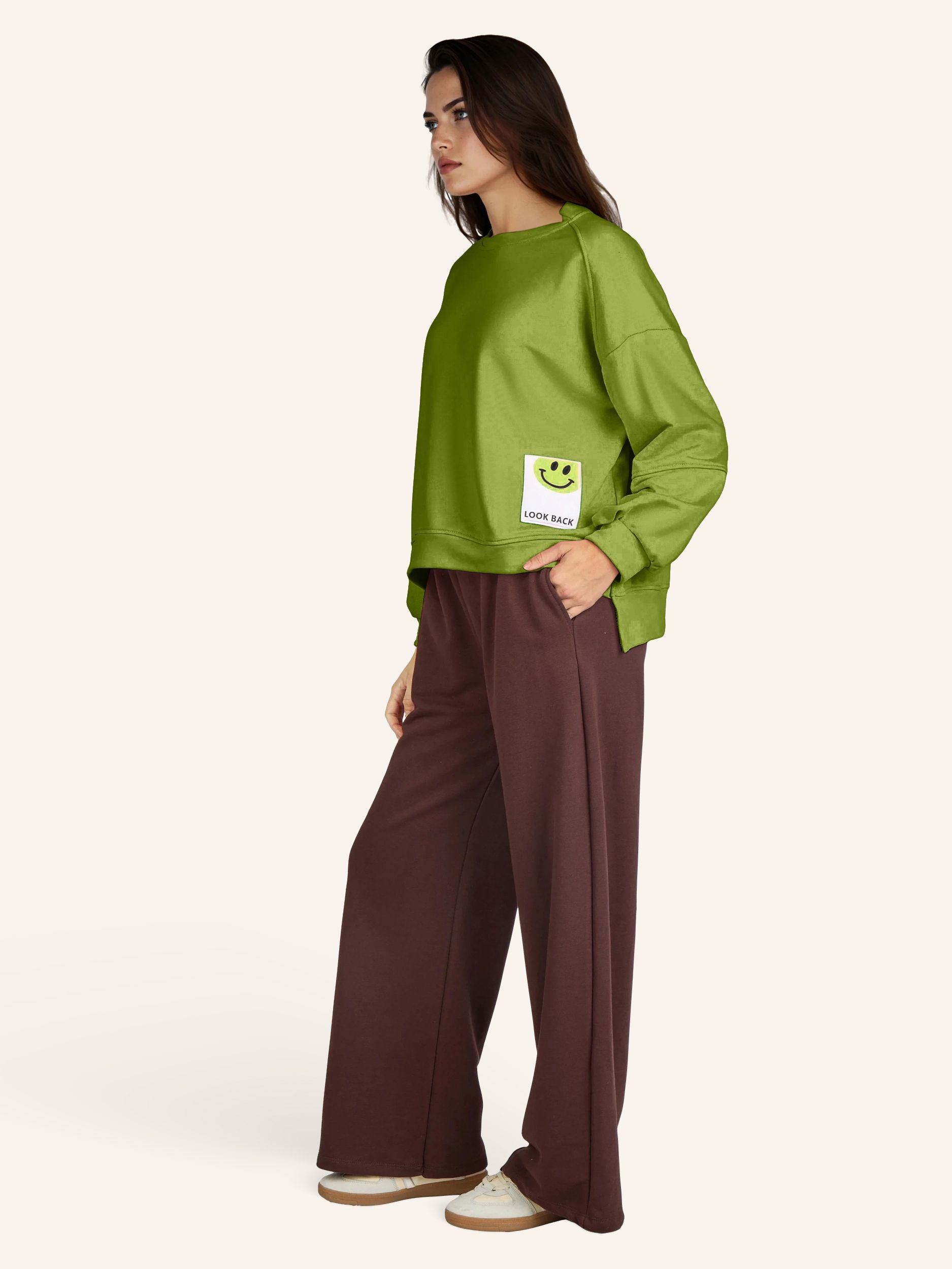 Sweatshirt mit Smiley Applikation