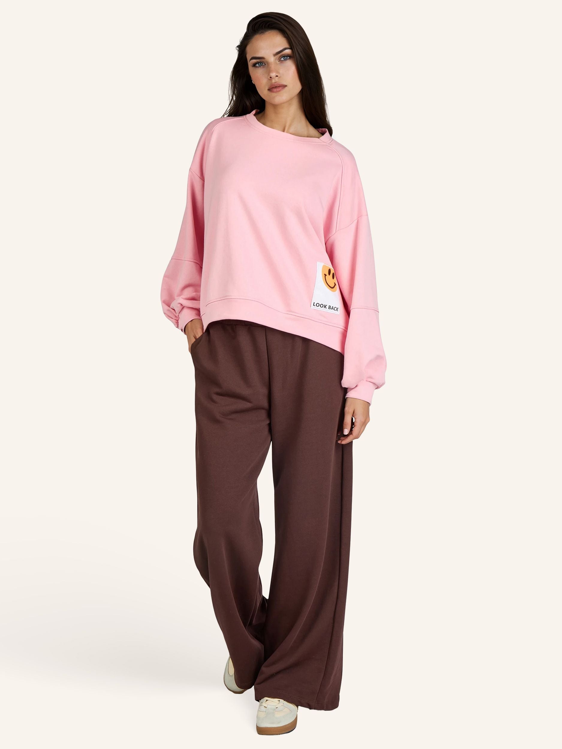 Sweatshirt mit Smiley Applikation