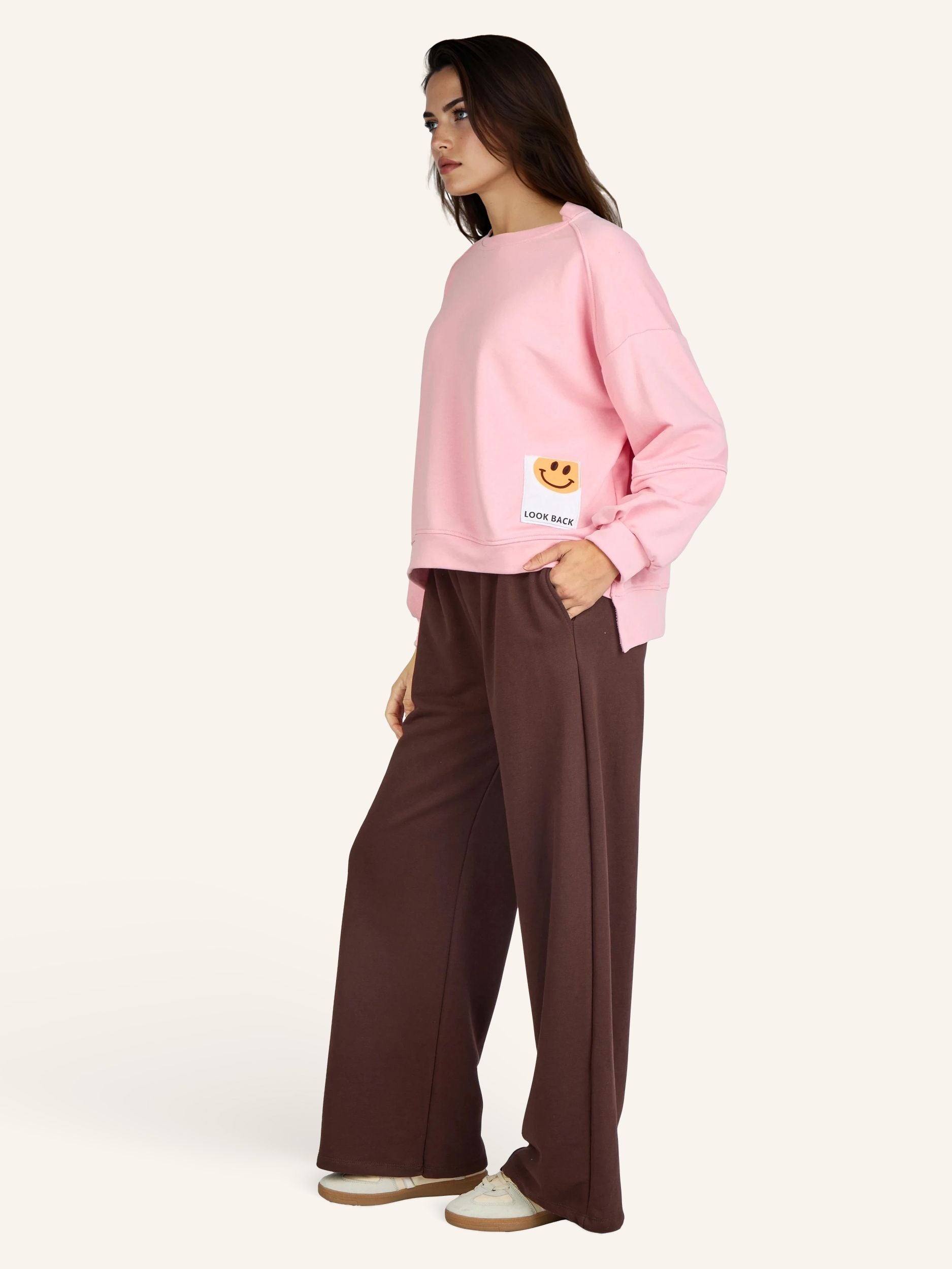 Sweatshirt mit Smiley Applikation