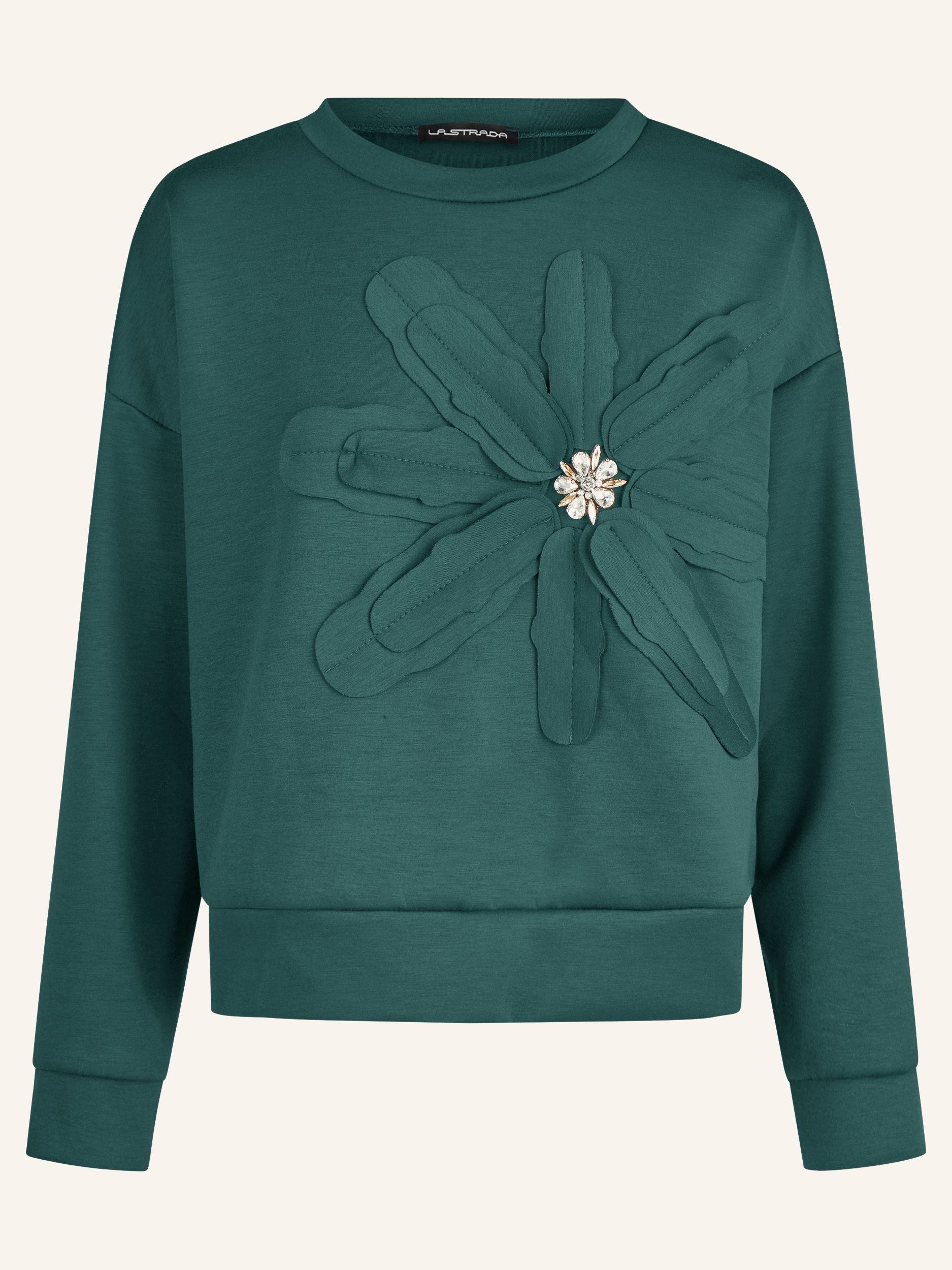 Sweatshirt mit Blüten-Applikation