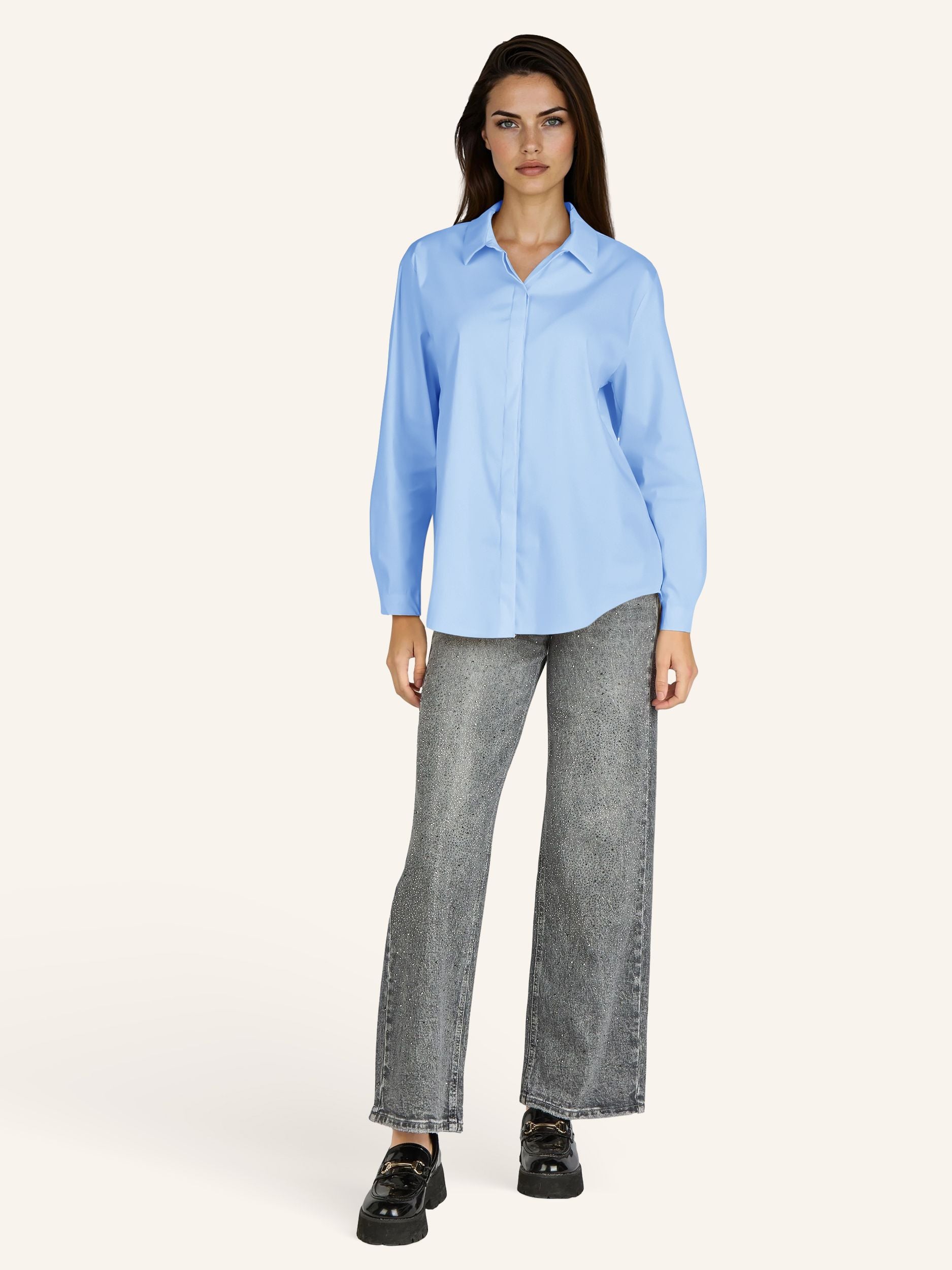 Bluse mit verdeckter Knopfleiste