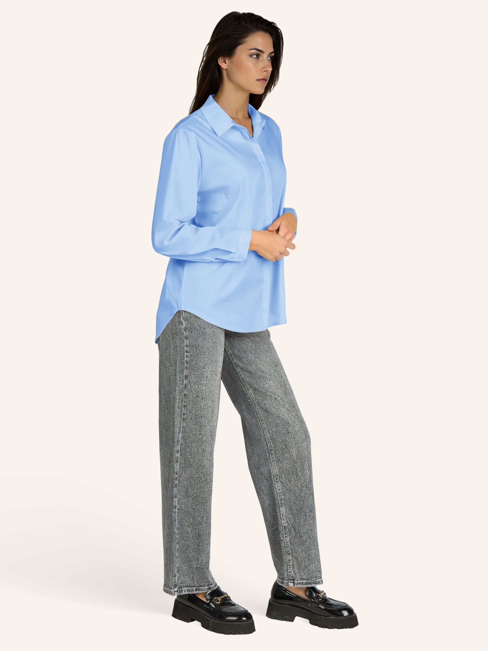 Bluse mit verdeckter Knopfleiste