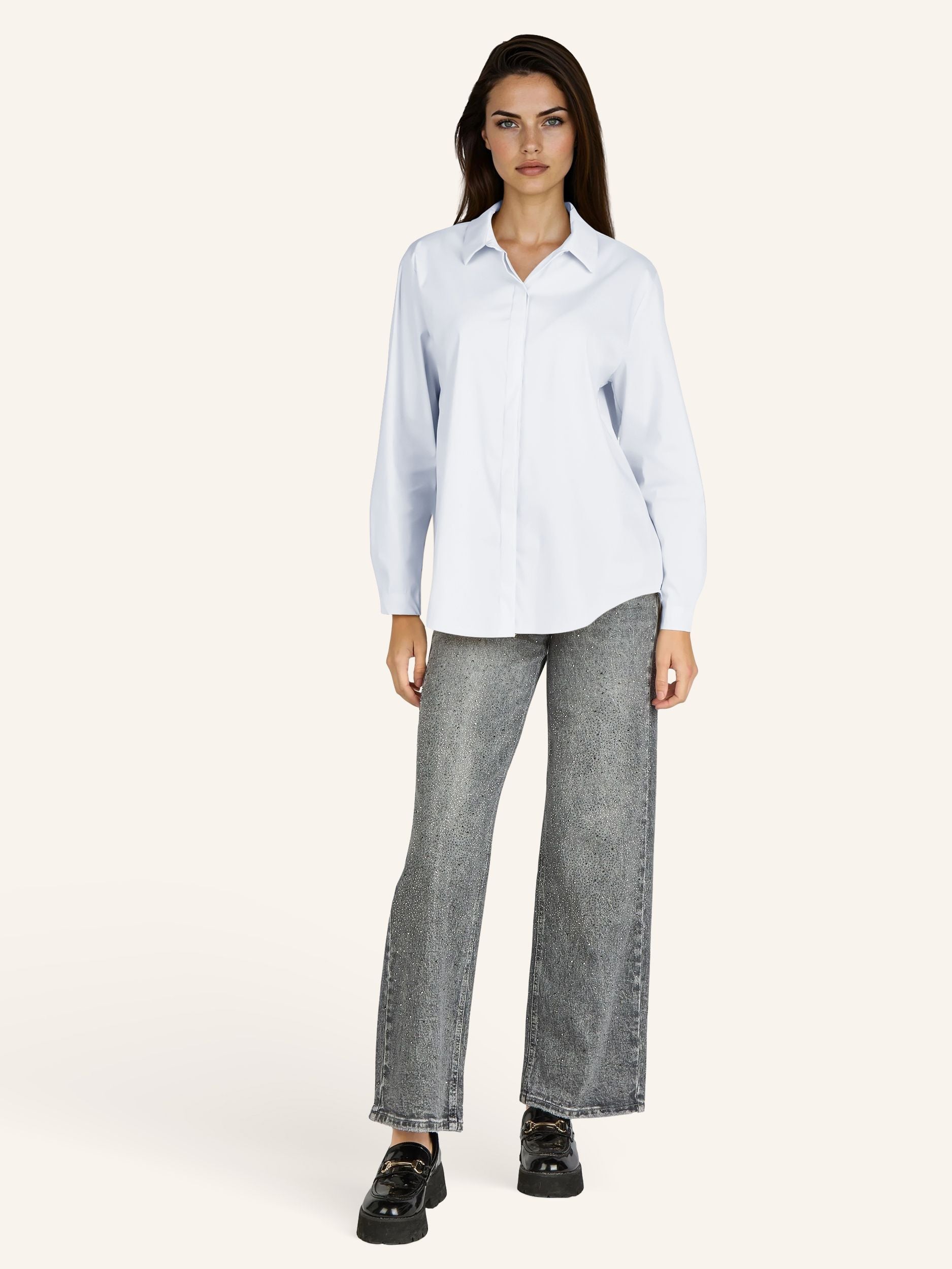 Bluse mit verdeckter Knopfleiste
