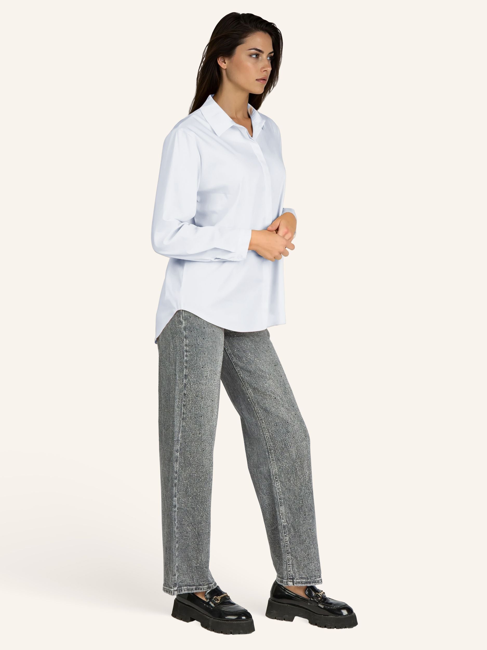 Bluse mit verdeckter Knopfleiste