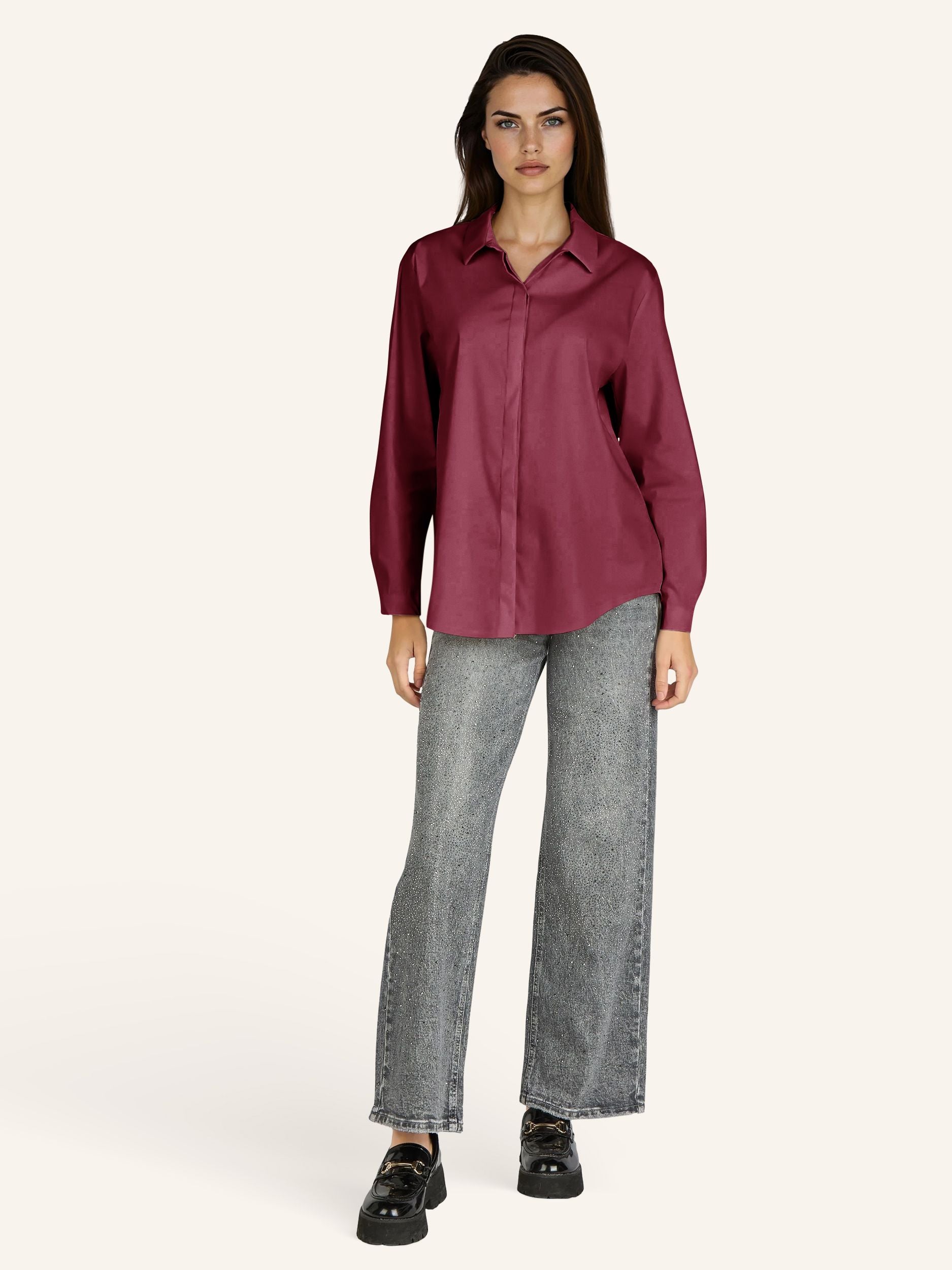 Bluse mit verdeckter Knopfleiste