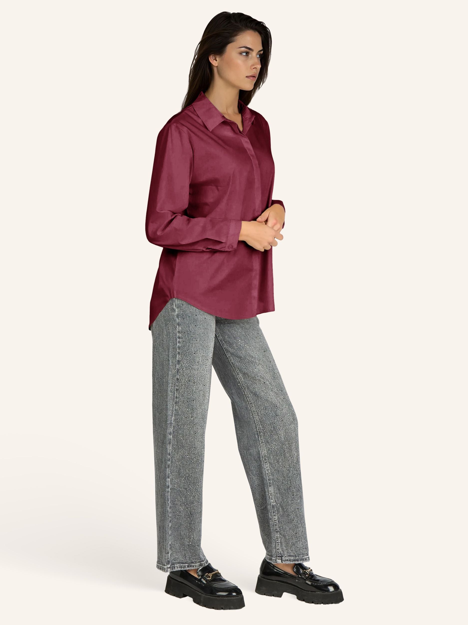 Bluse mit verdeckter Knopfleiste