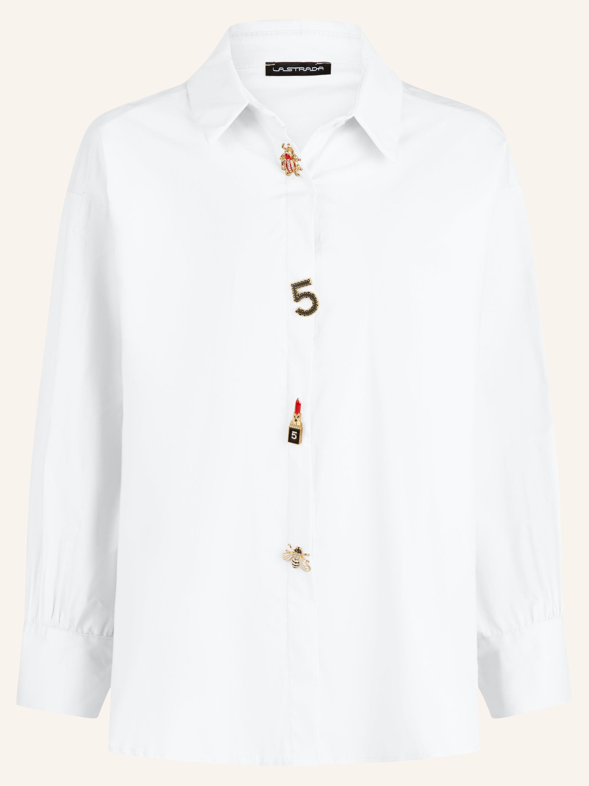 Oversize-Bluse mit modischen Schmuckdetails