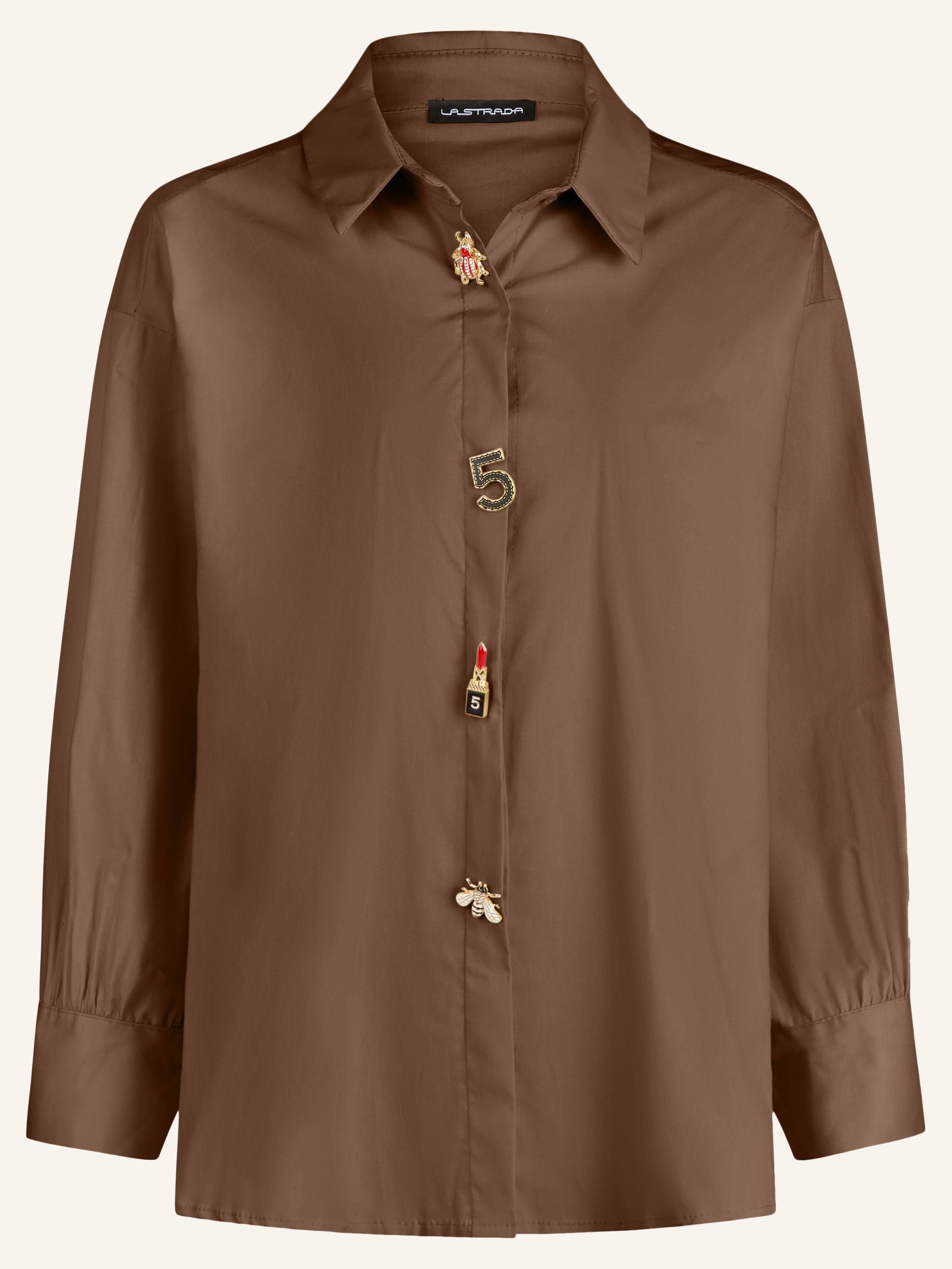 Oversize-Bluse mit modischen Schmuckdetails