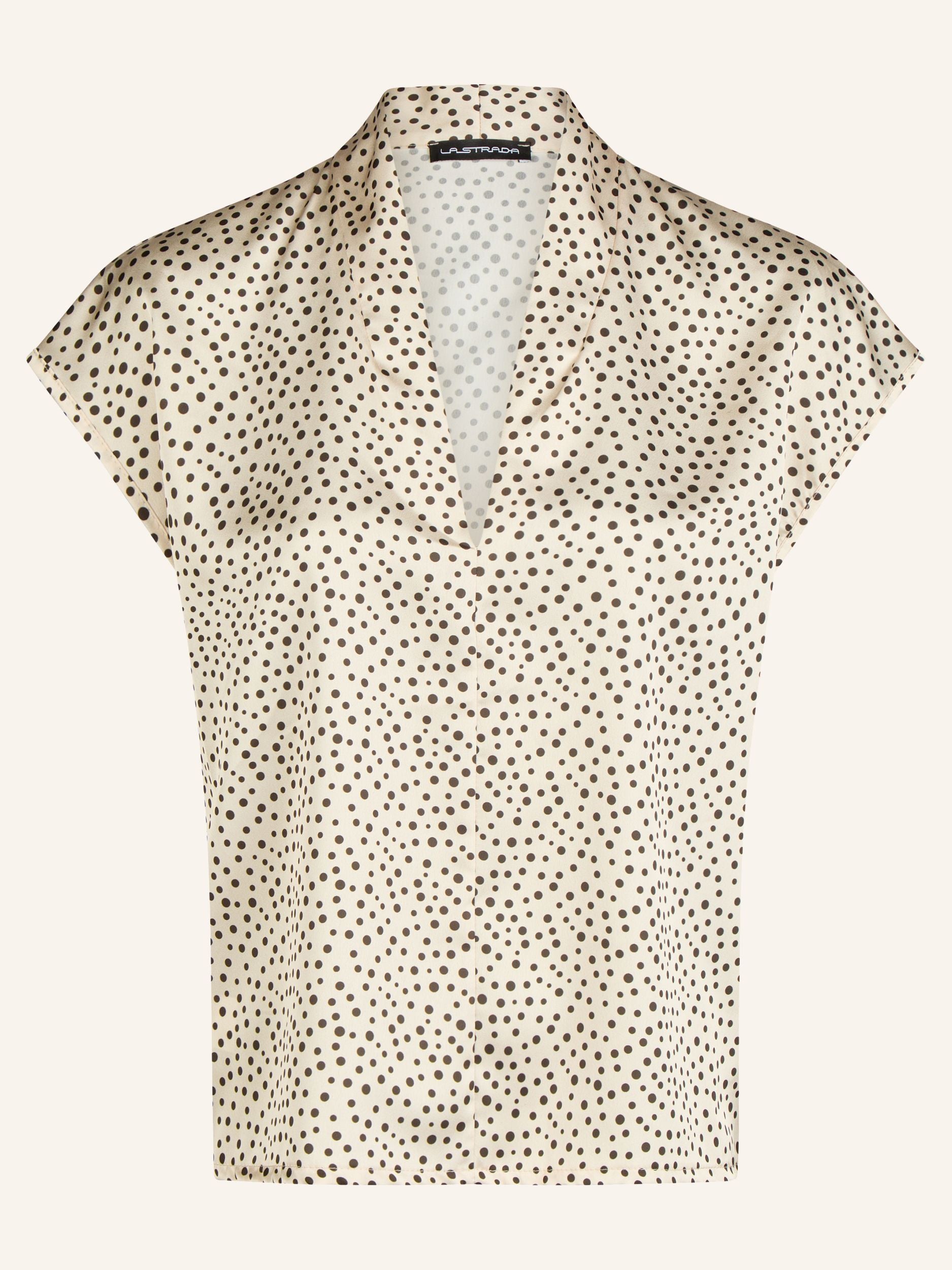Ärmellose Satinbluse mit Tupfenprint