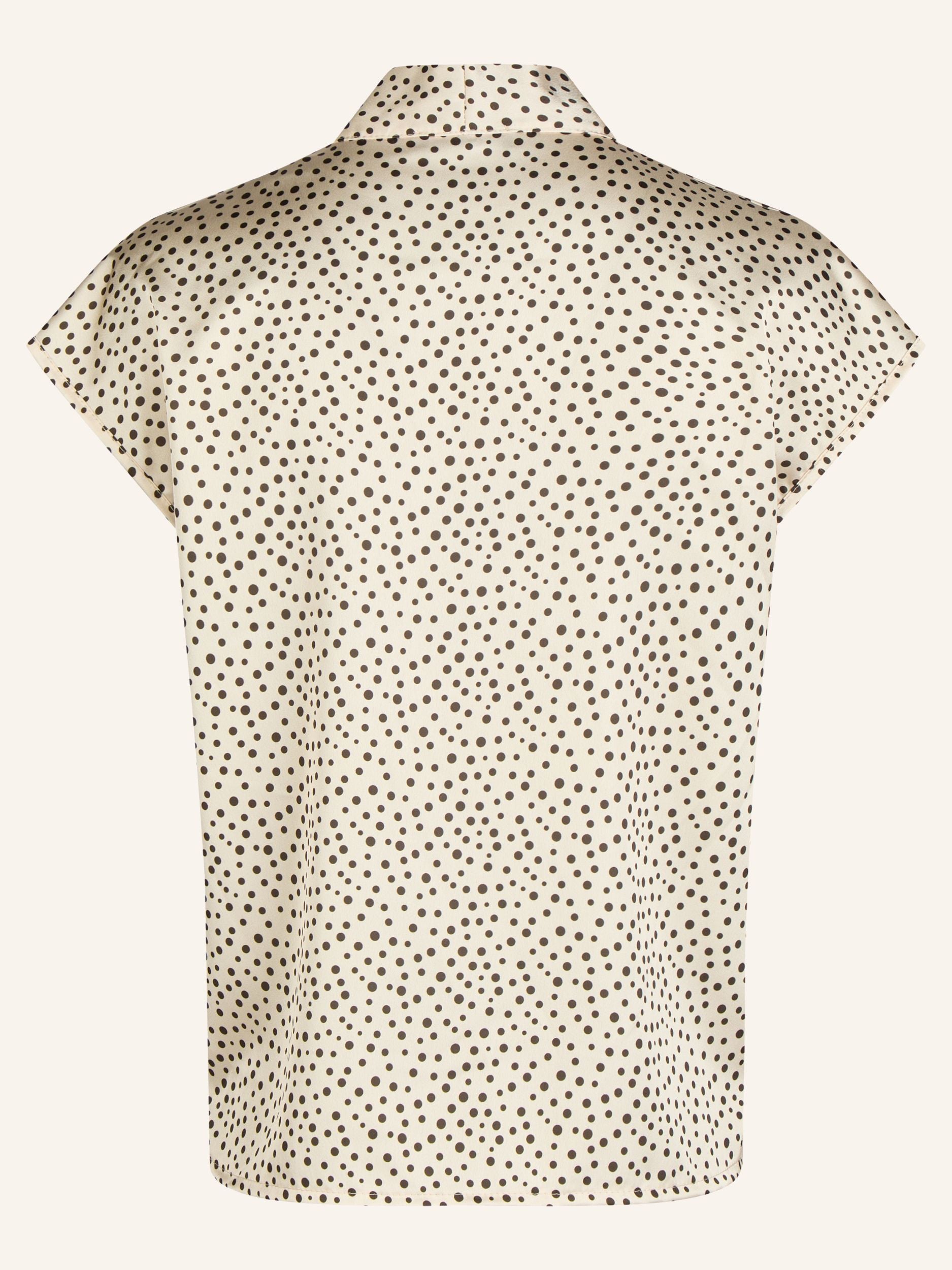 Ärmellose Satinbluse mit Tupfenprint
