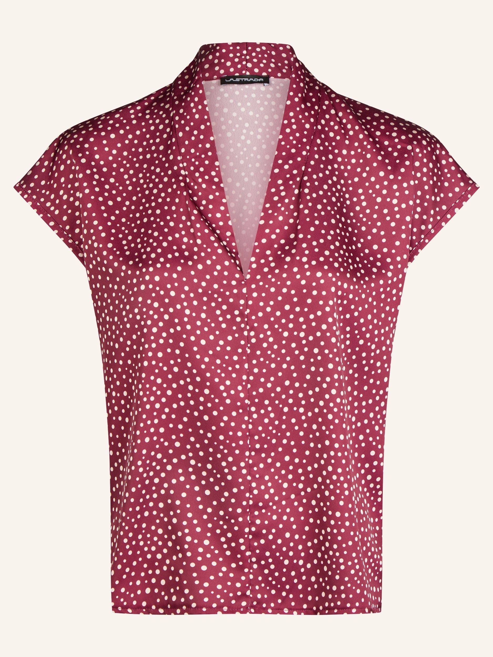 Ärmellose Satinbluse mit Tupfenprint