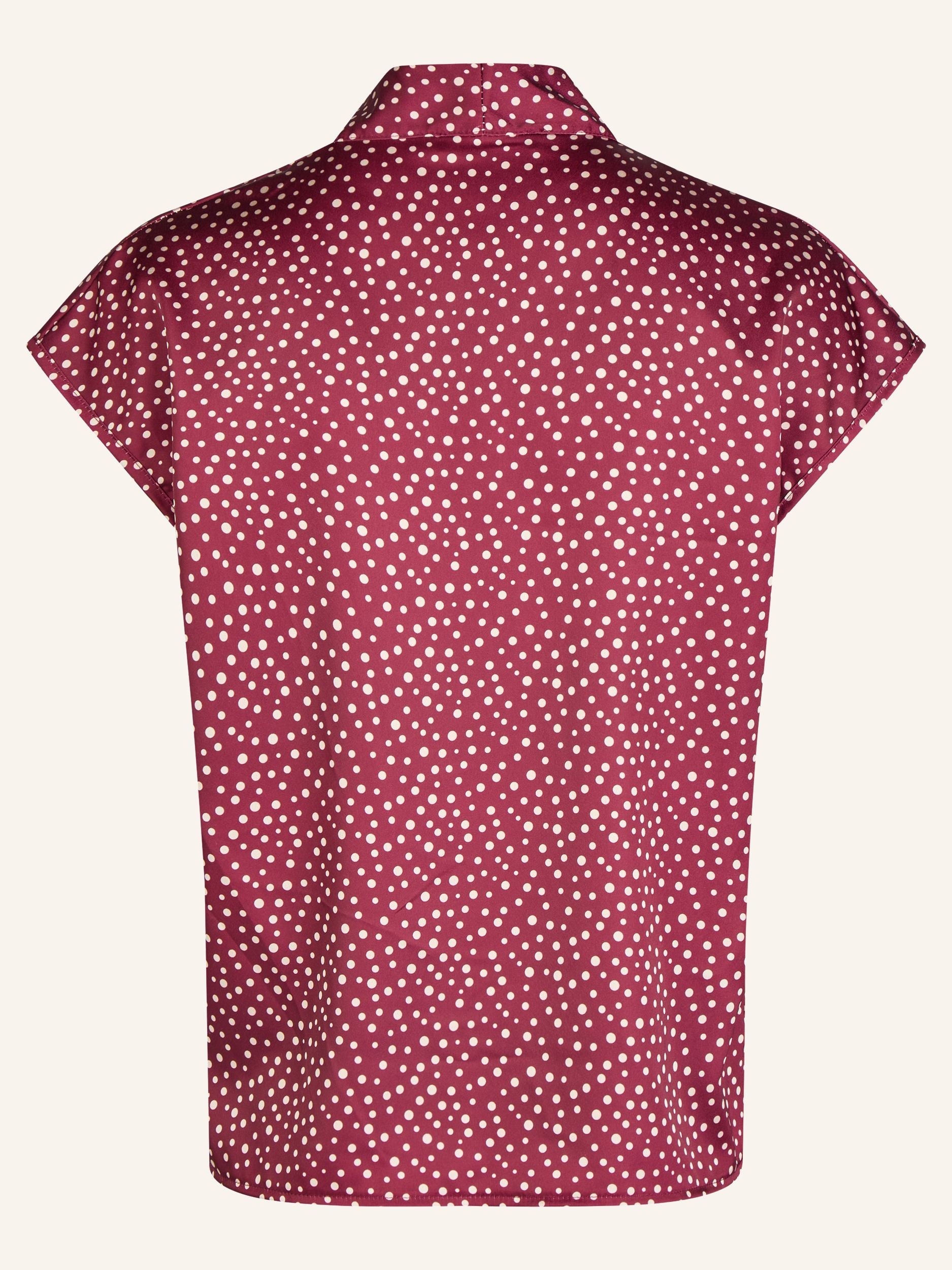 Ärmellose Satinbluse mit Tupfenprint