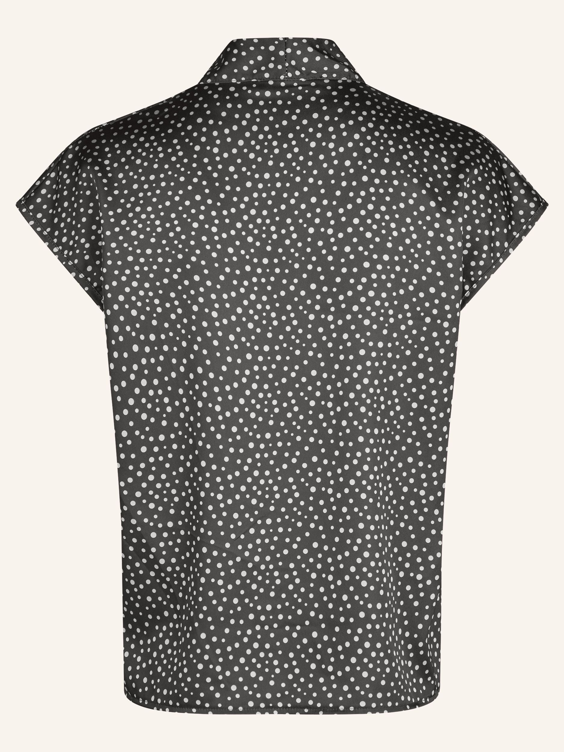 Ärmellose Satinbluse mit Tupfenprint