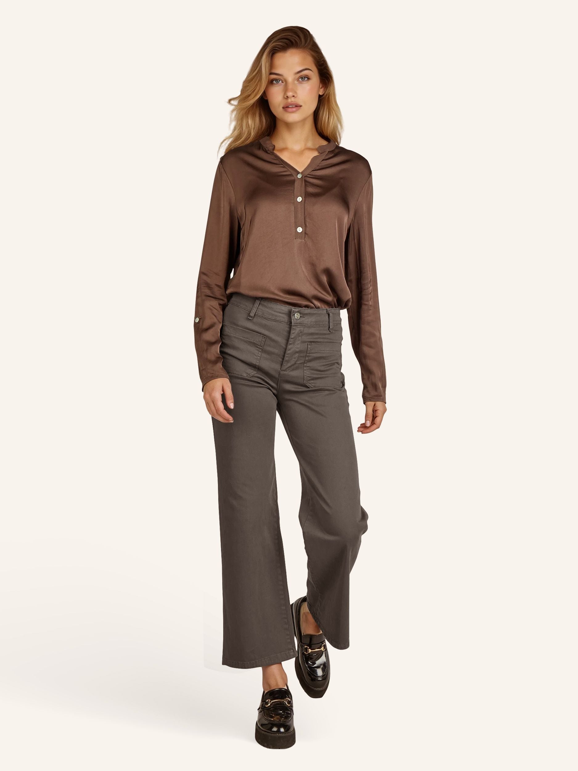 Wide-Leg-Hose aus Baumwoll-Stretch