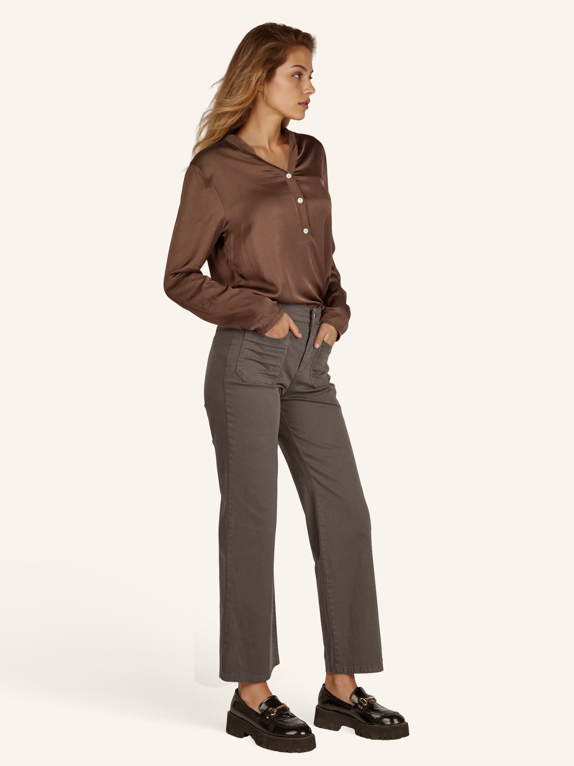 Wide-Leg-Hose aus Baumwoll-Stretch
