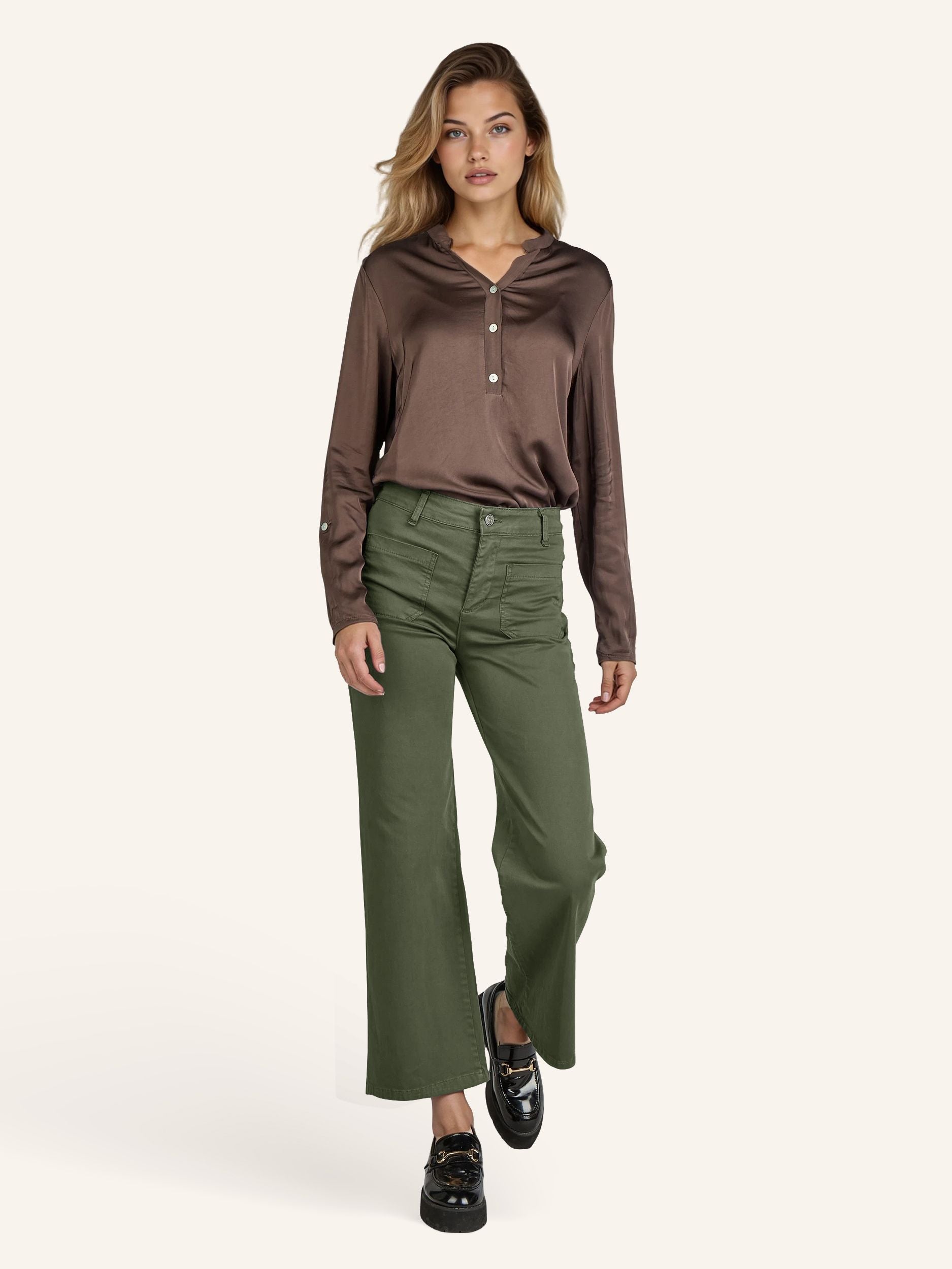 Wide-Leg-Hose aus Baumwoll-Stretch