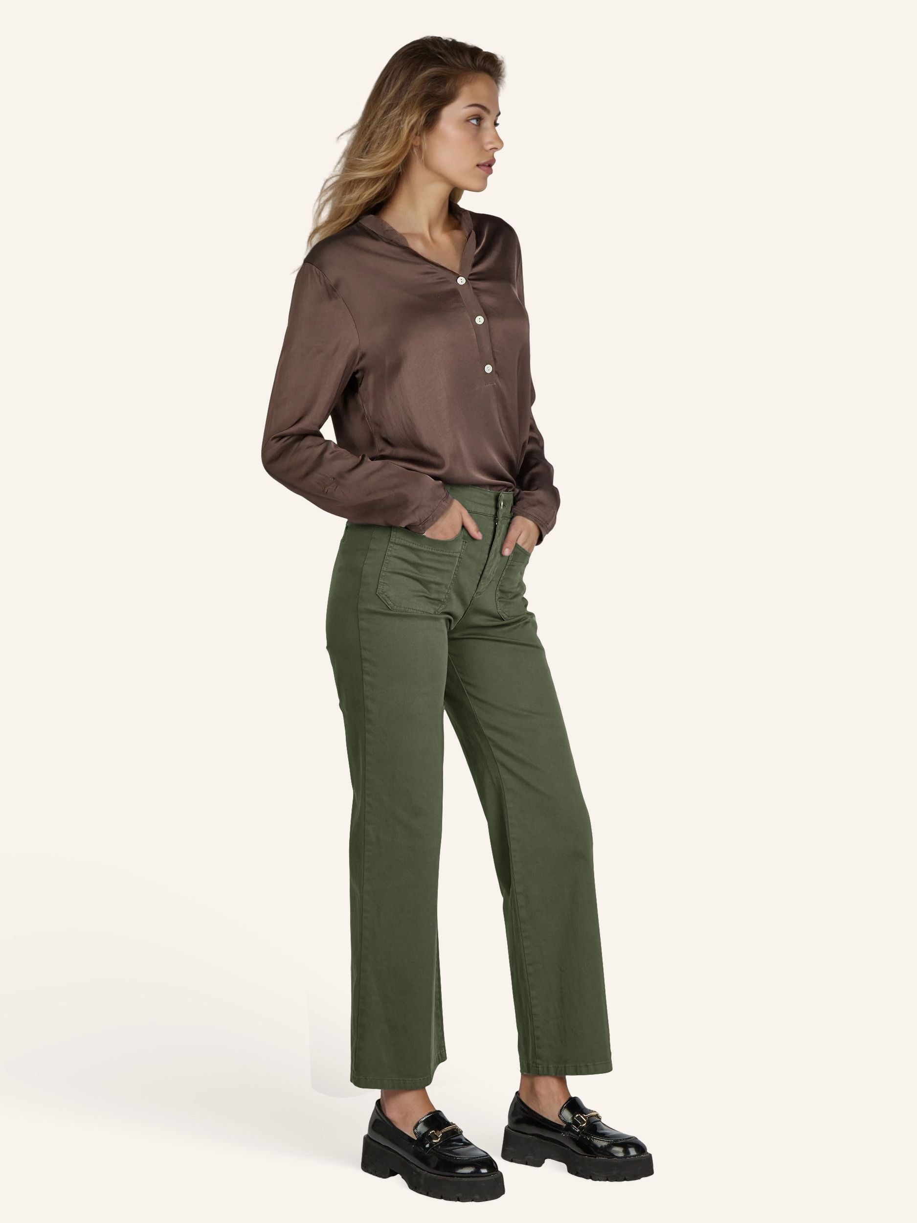 Wide-Leg-Hose aus Baumwoll-Stretch