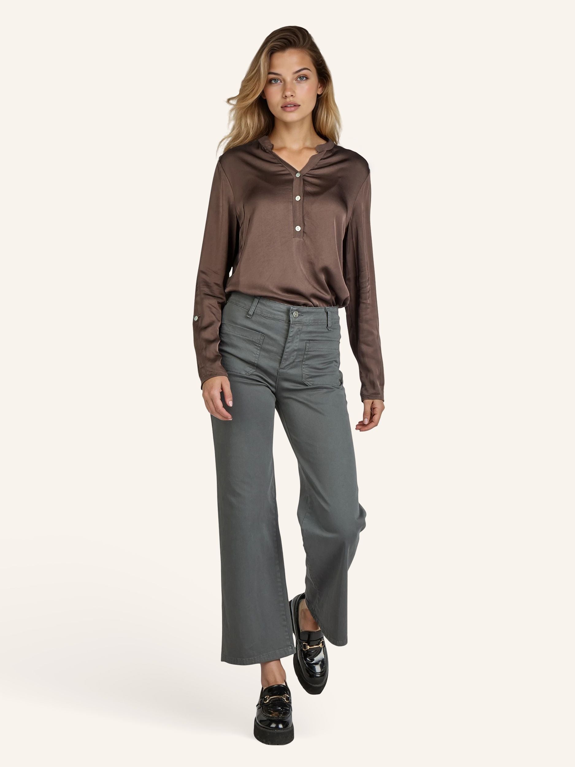 Wide-Leg-Hose aus Baumwoll-Stretch