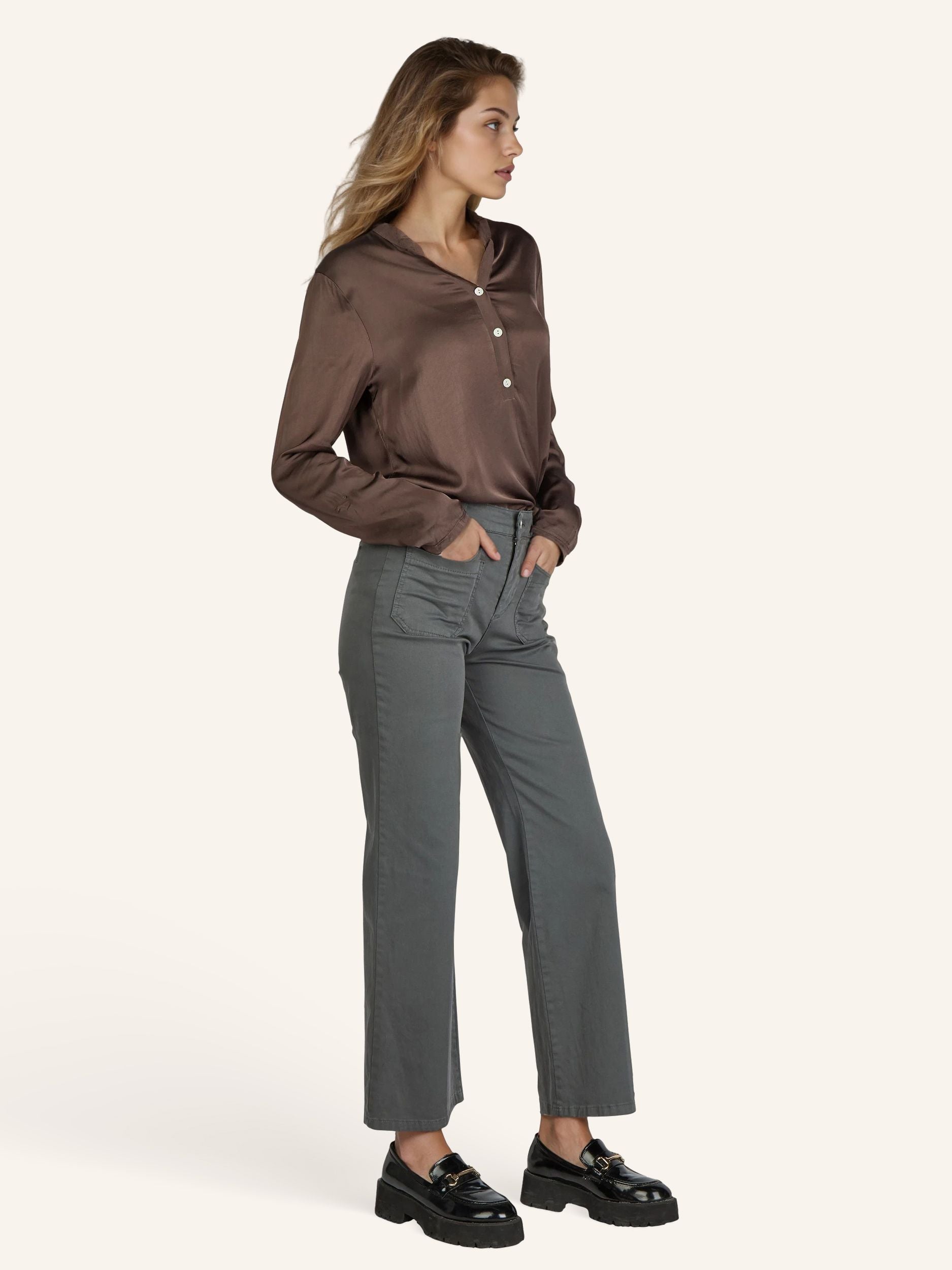 Wide-Leg-Hose aus Baumwoll-Stretch