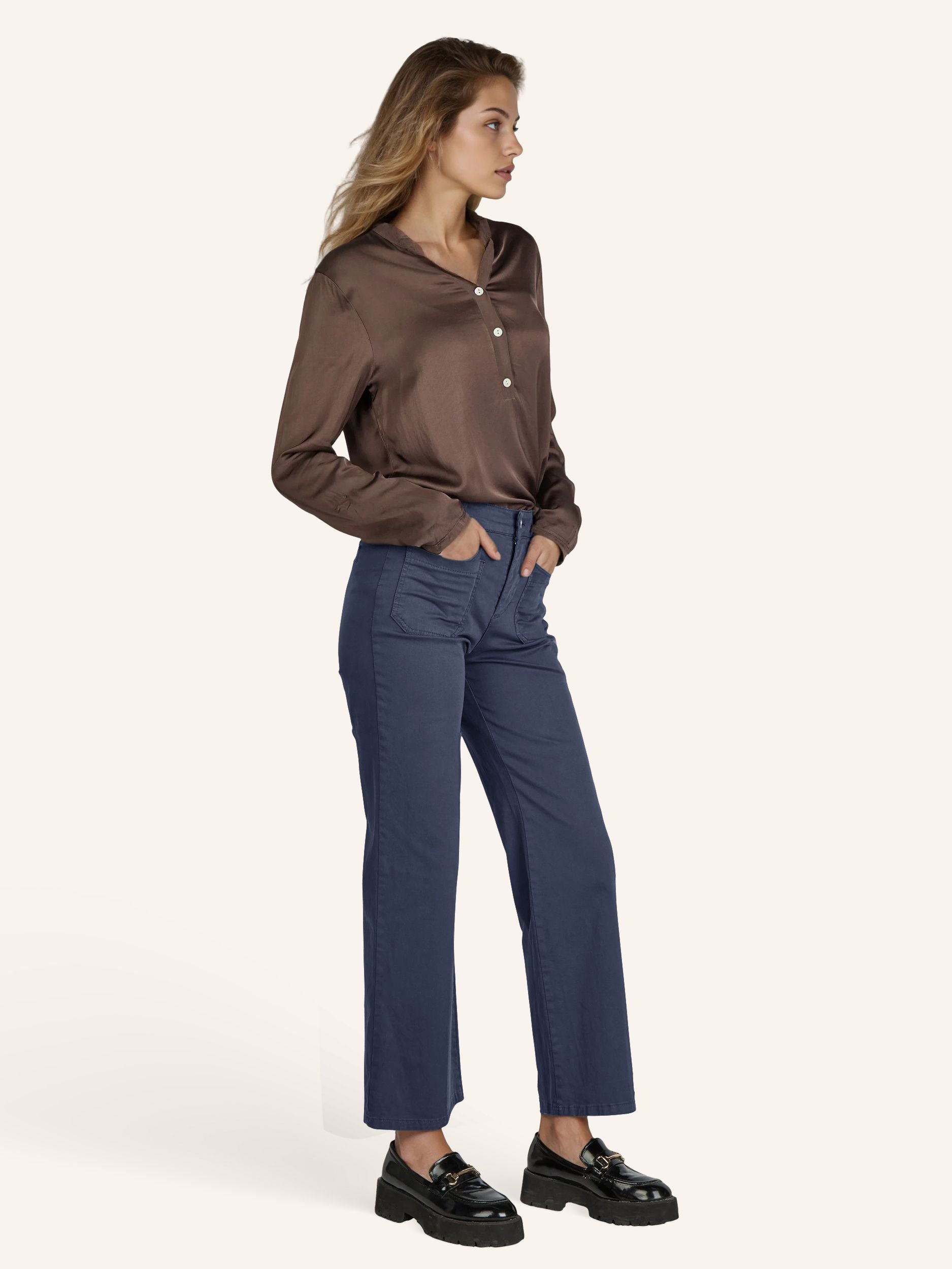 Wide-Leg-Hose aus Baumwoll-Stretch
