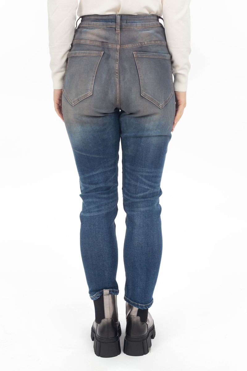 Biker Jeans mit Glitzer Steppungen
