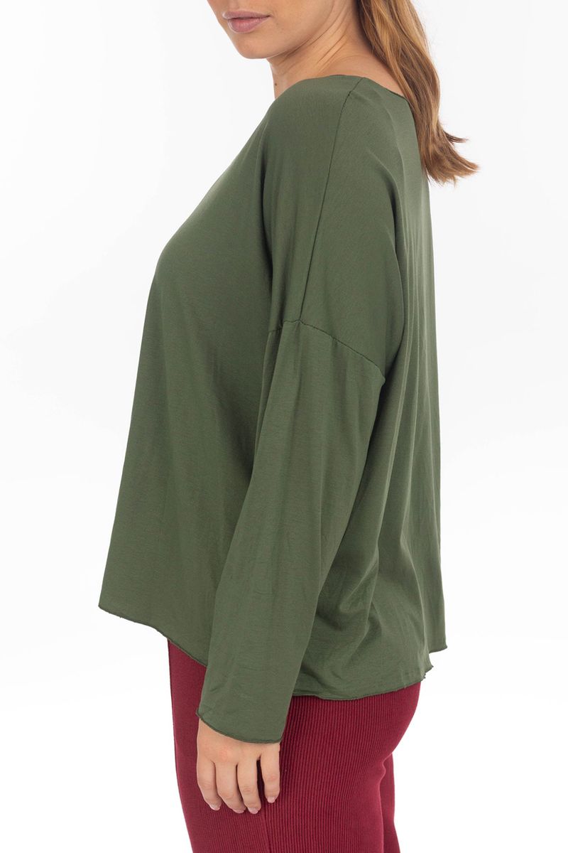 Basic Langarmshirt mit V-Ausschnitt
