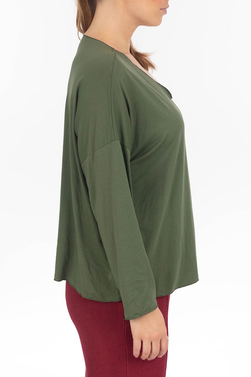 Basic Langarmshirt mit V-Ausschnitt
