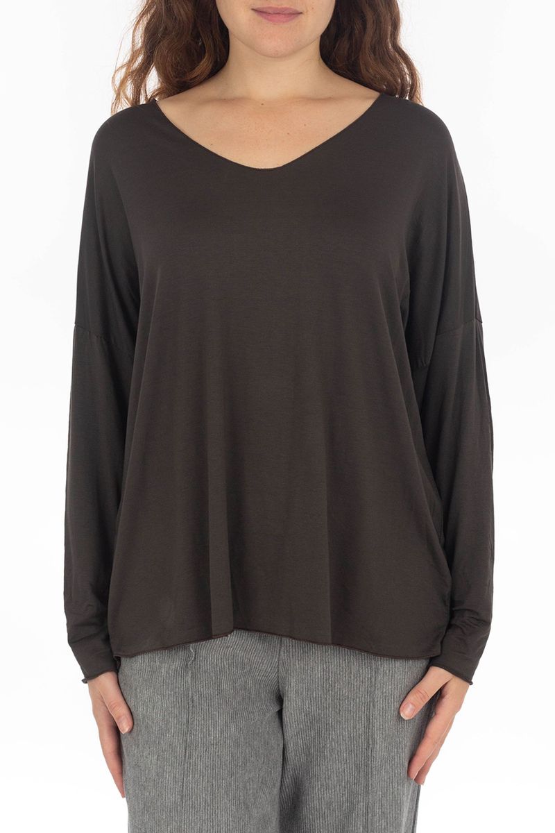 Basic Langarmshirt mit V-Ausschnitt