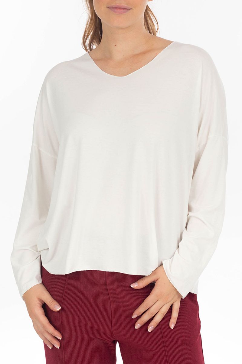 Basic Langarmshirt mit V-Ausschnitt