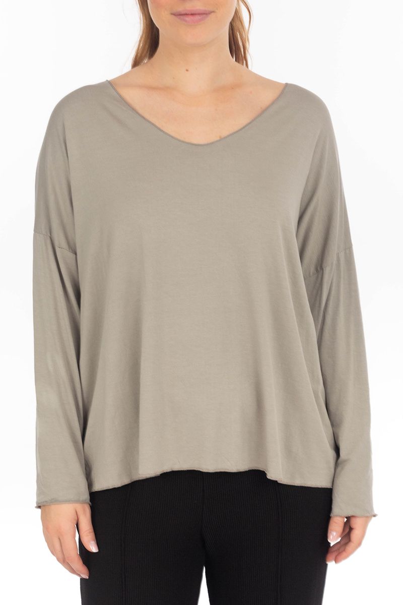 Basic Langarmshirt mit V-Ausschnitt