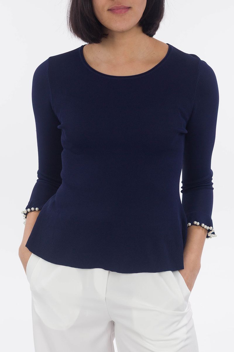 Maglione a maglia fine con perle