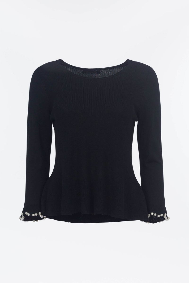 Maglione a maglia fine con perle