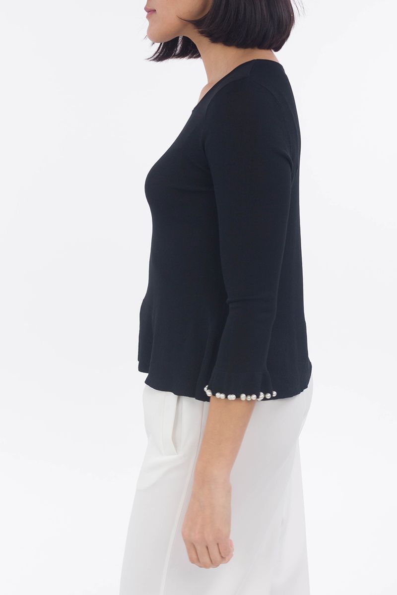 Maglione a maglia fine con perle