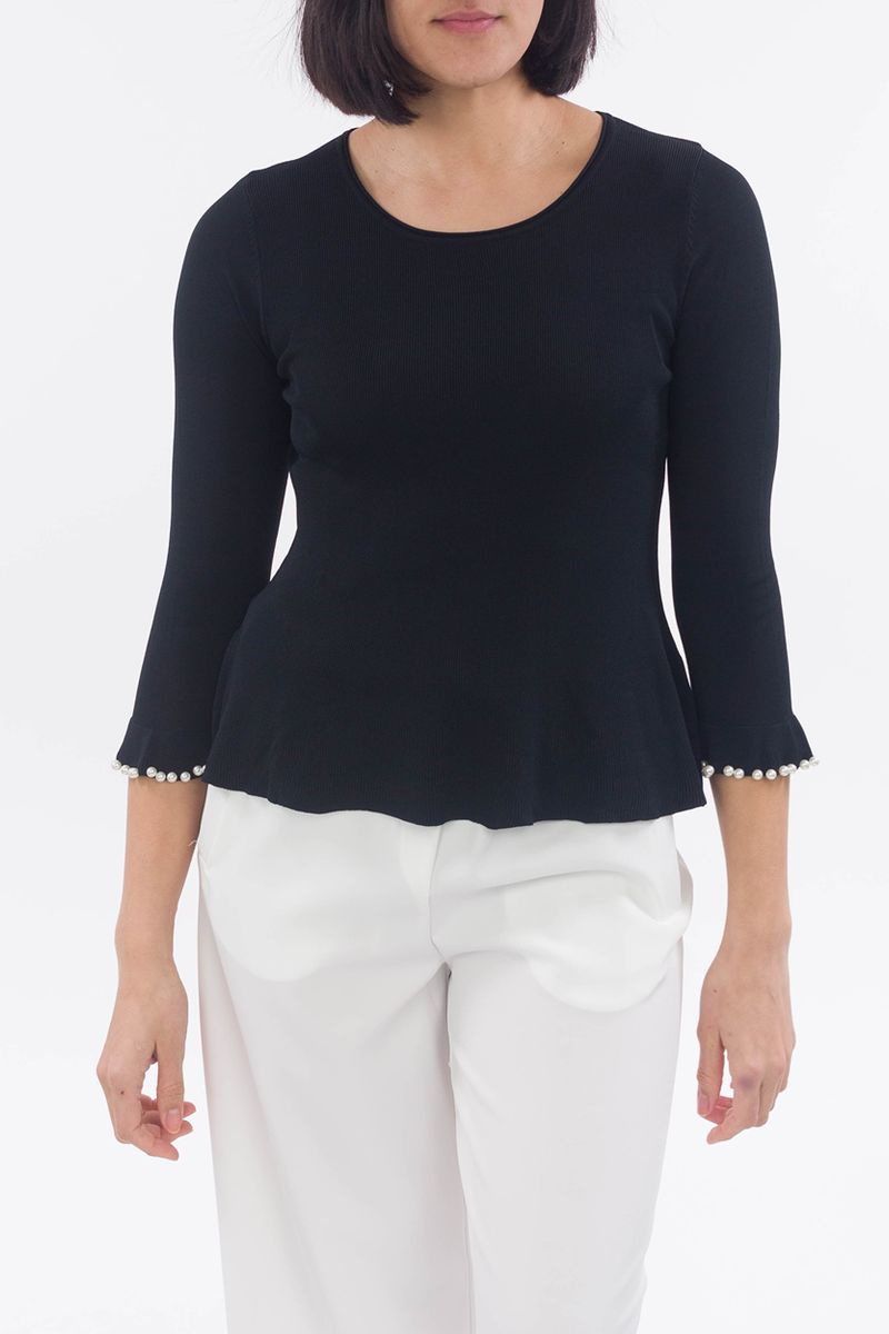Maglione a maglia fine con perle
