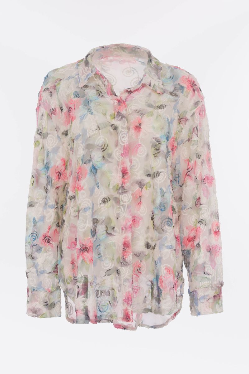 Florale Mesh-Bluse