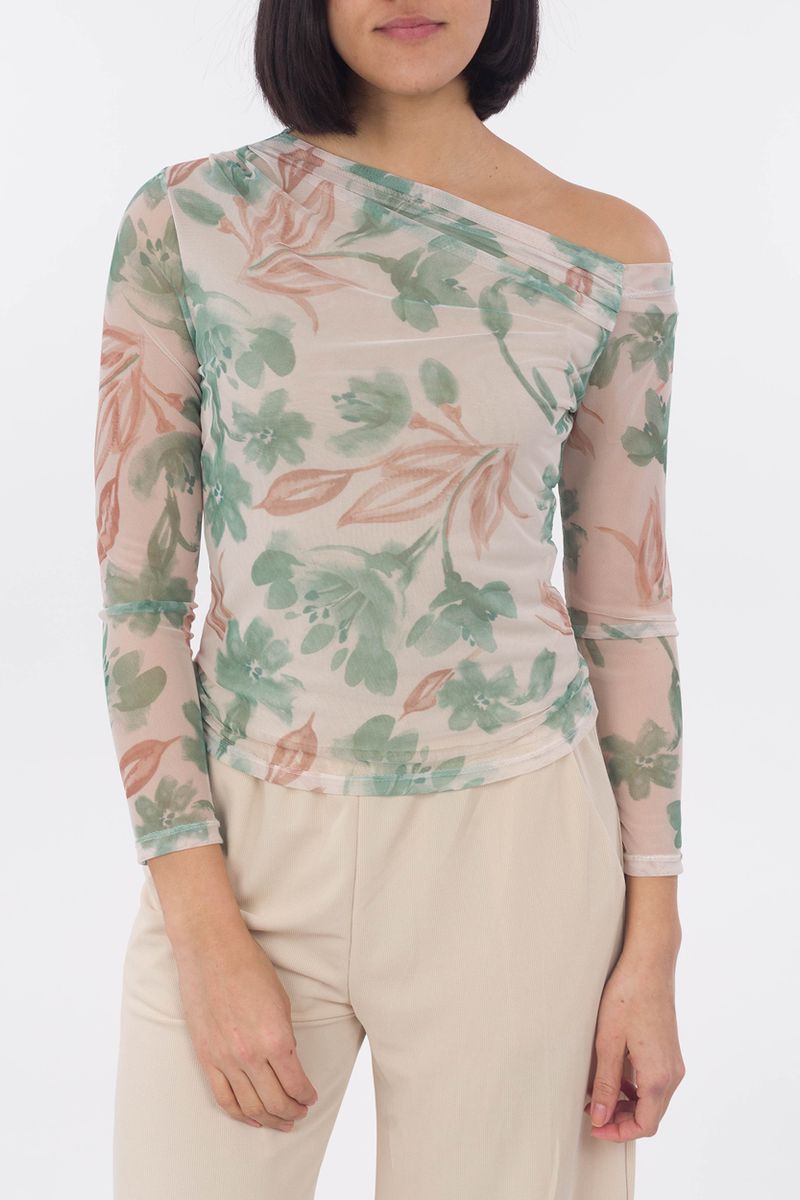 Florale Bluse aus Netzstoff