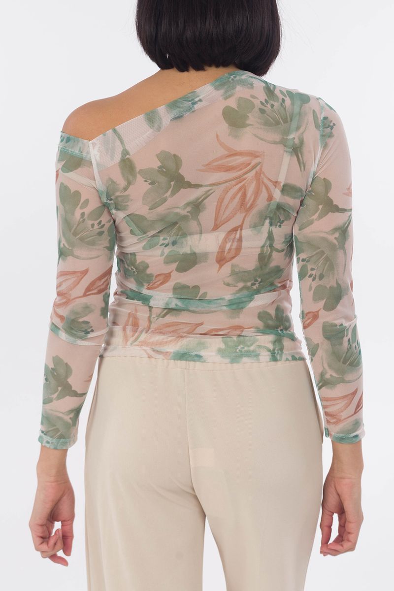 Florale Bluse aus Netzstoff